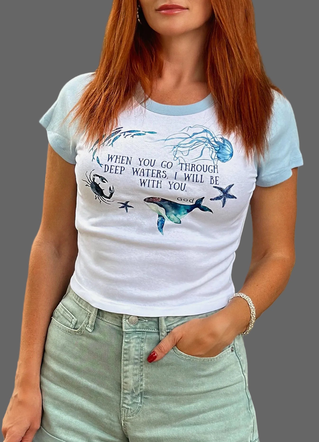 White Women T-Shirt with Christian Quote