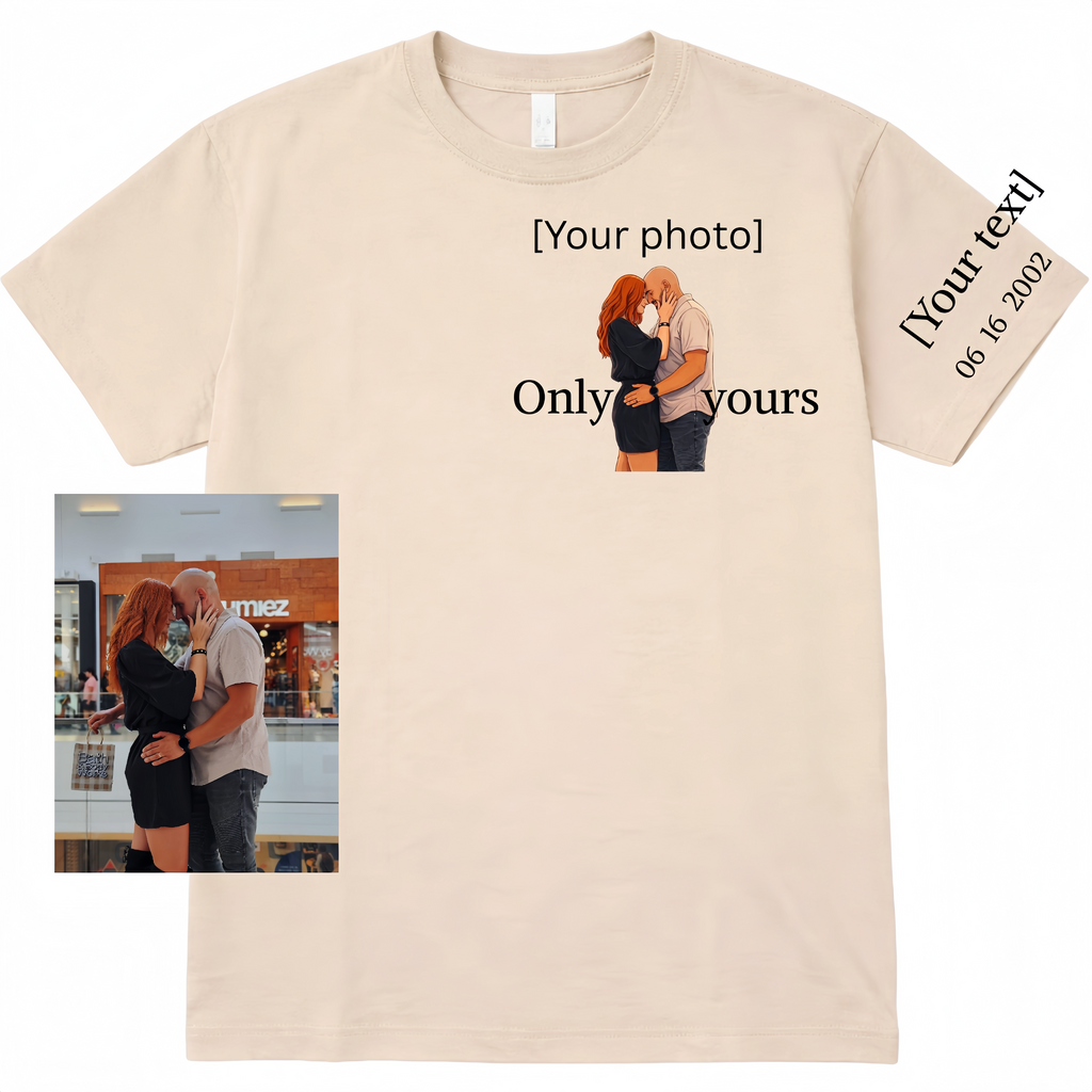 Custom Couple Photo T-Shirt - Turn Your Favorite Photo Into a Beautiful Illustration | Personalized Gift for Couples