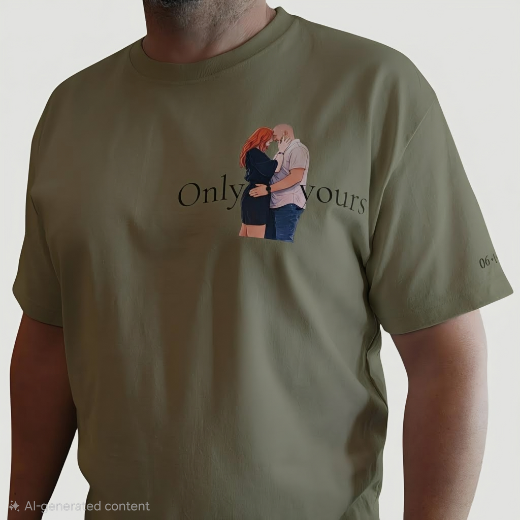 Custom Couple Photo T-Shirt - Turn Your Favorite Photo Into a Beautiful Illustration | Personalized Gift for Couples