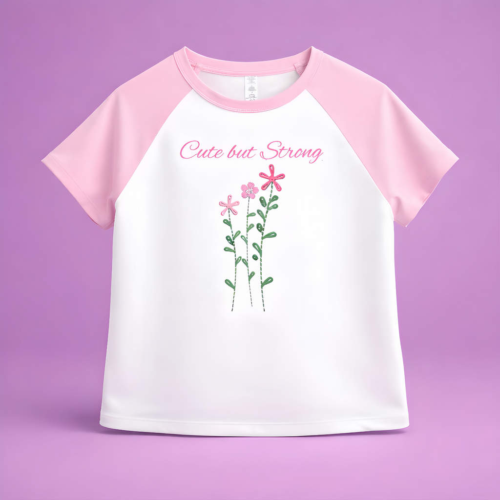 Cute but Strong Embroidered Crop Tee