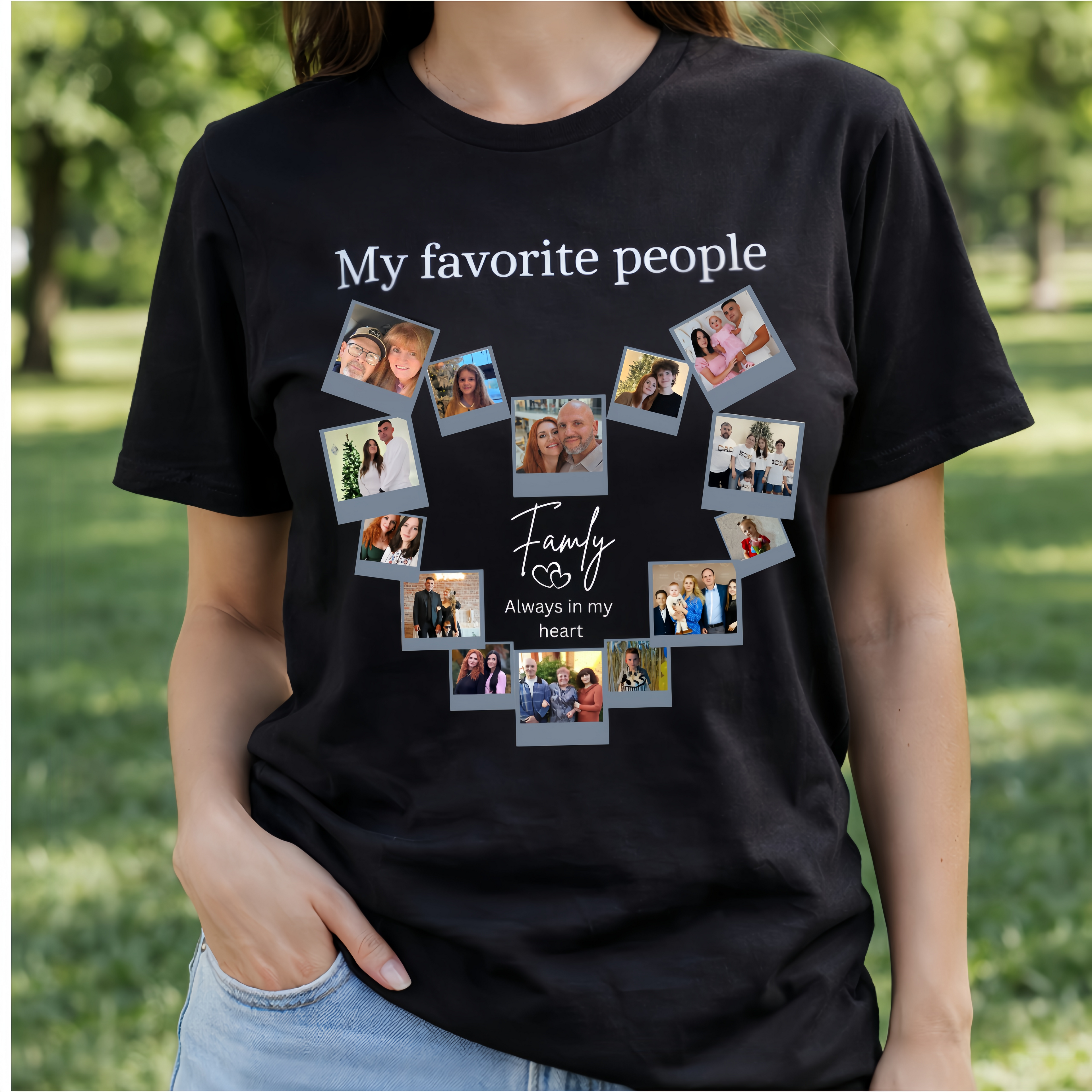 Custom Family Photo Shirt - My Favorite People Always in My Heart T-Shirt - Personalized Family Gift