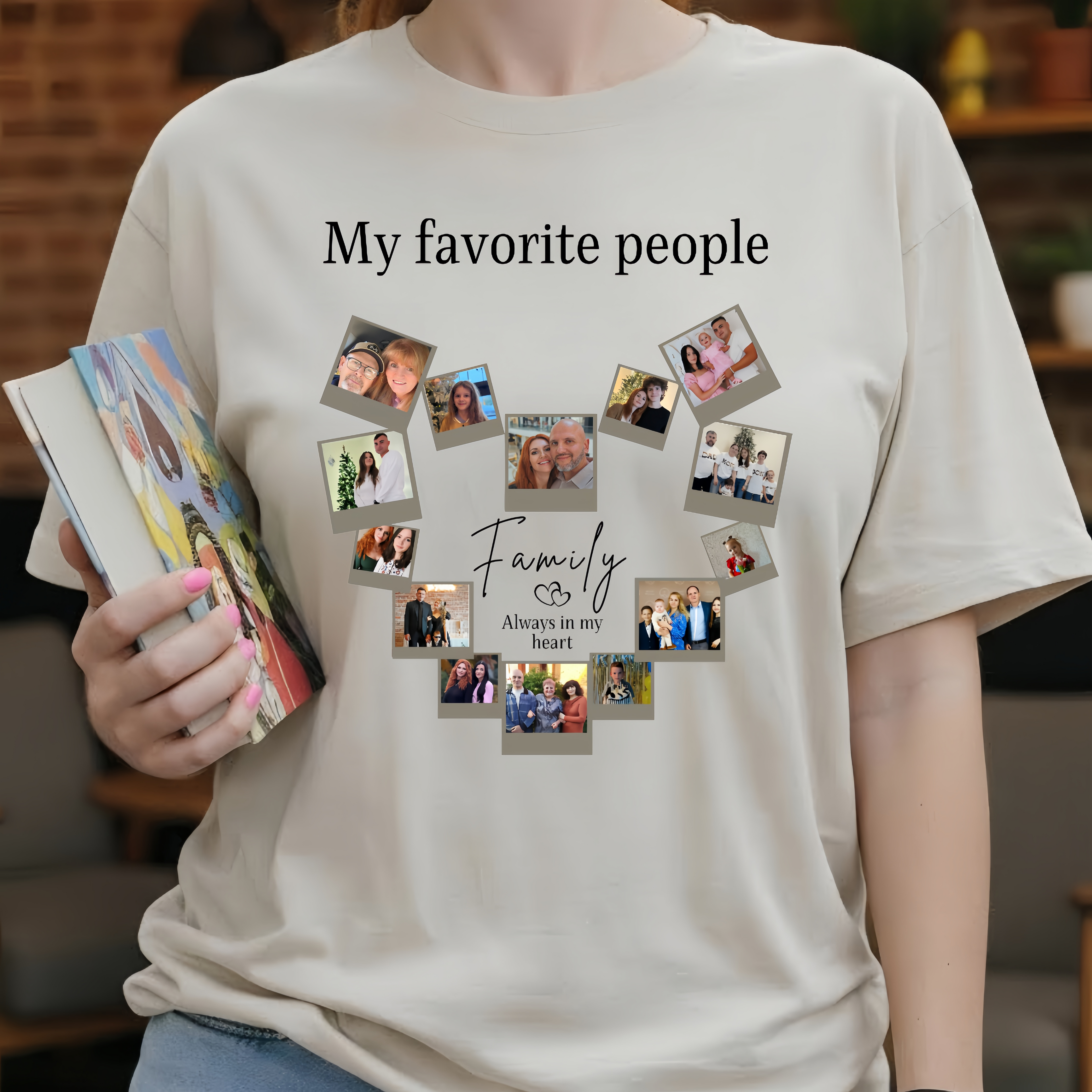 Custom Family Photo Shirt - My Favorite People Always in My Heart T-Shirt - Personalized Family Gift
