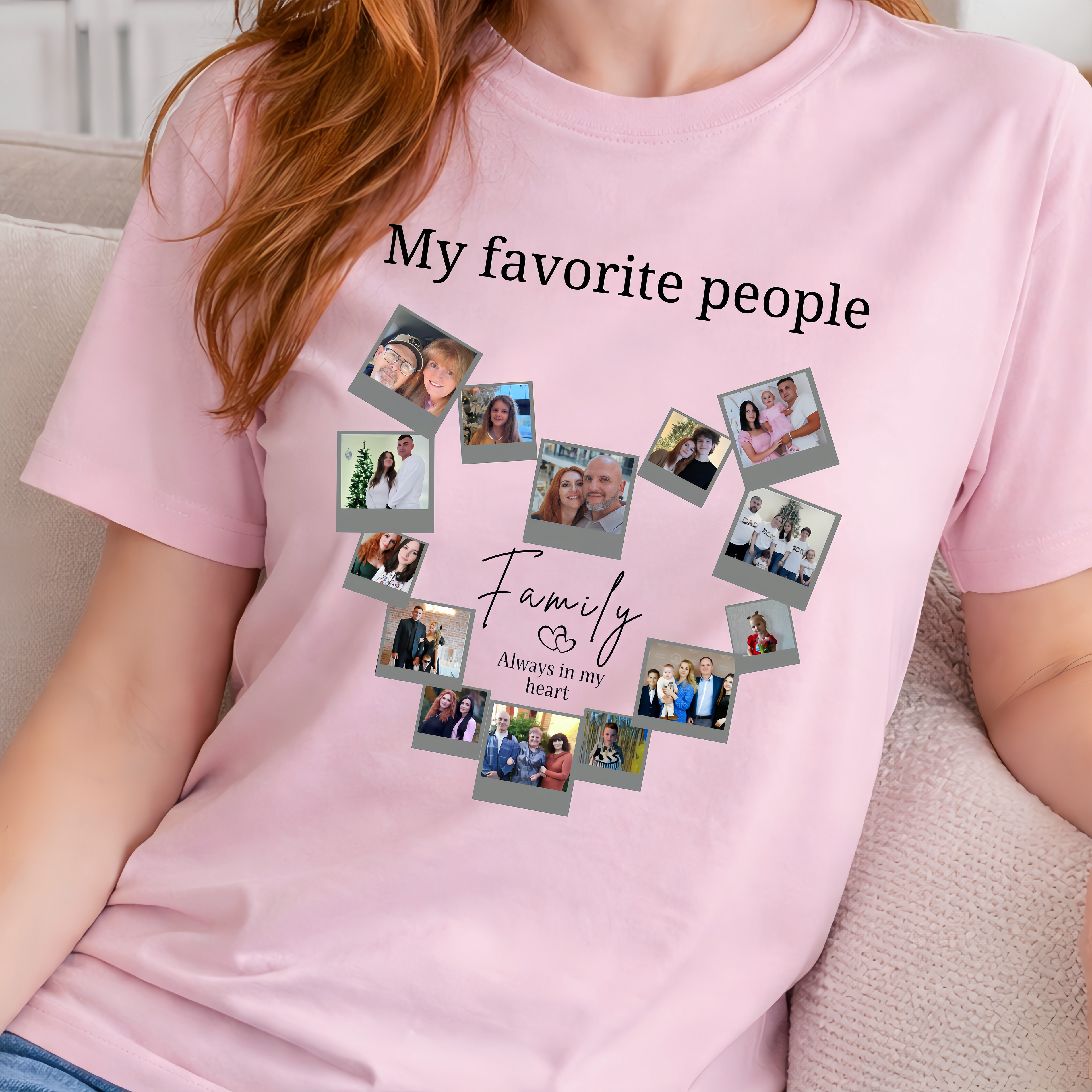 Custom Family Photo Shirt - My Favorite People Always in My Heart T-Shirt - Personalized Family Gift