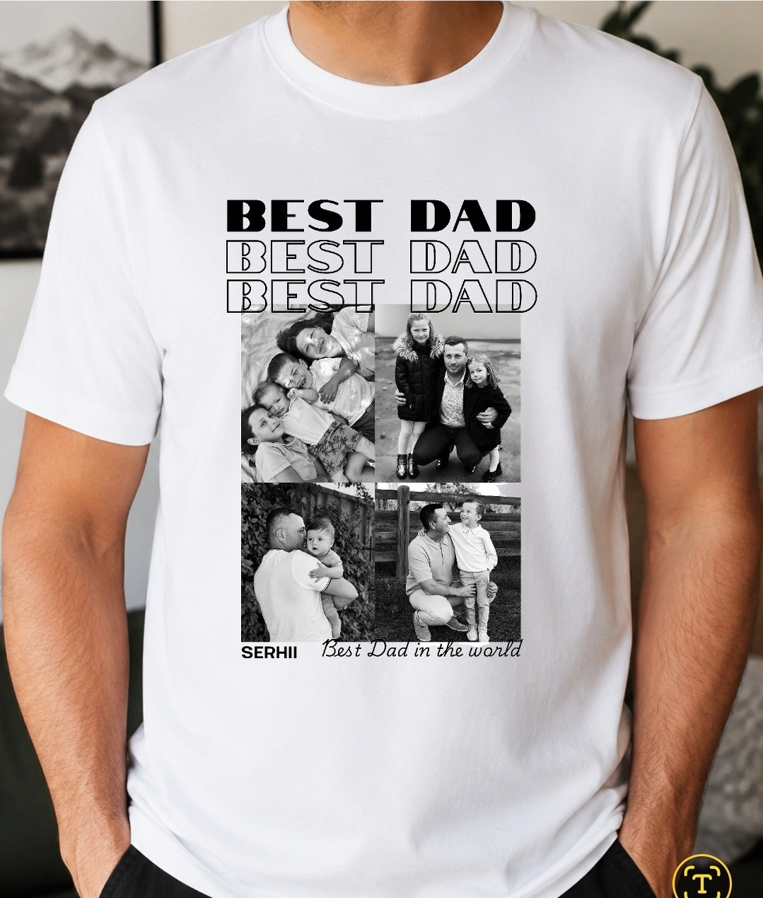 Personalized Best Dad Photo T-Shirt | Custom Father’s Day Gift with Photos & Names