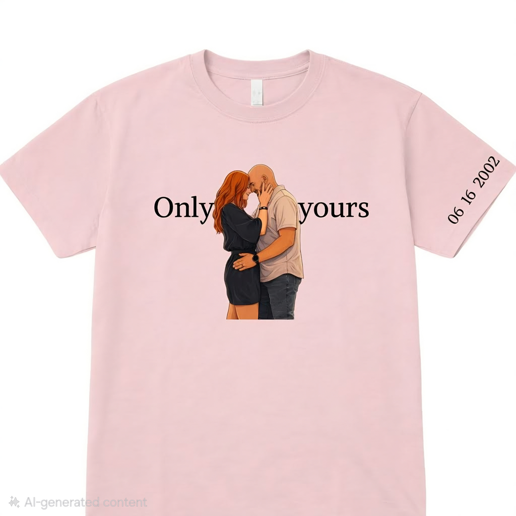 Custom Couple Photo T-Shirt - Turn Your Favorite Photo Into a Beautiful Illustration | Personalized Gift for Couples