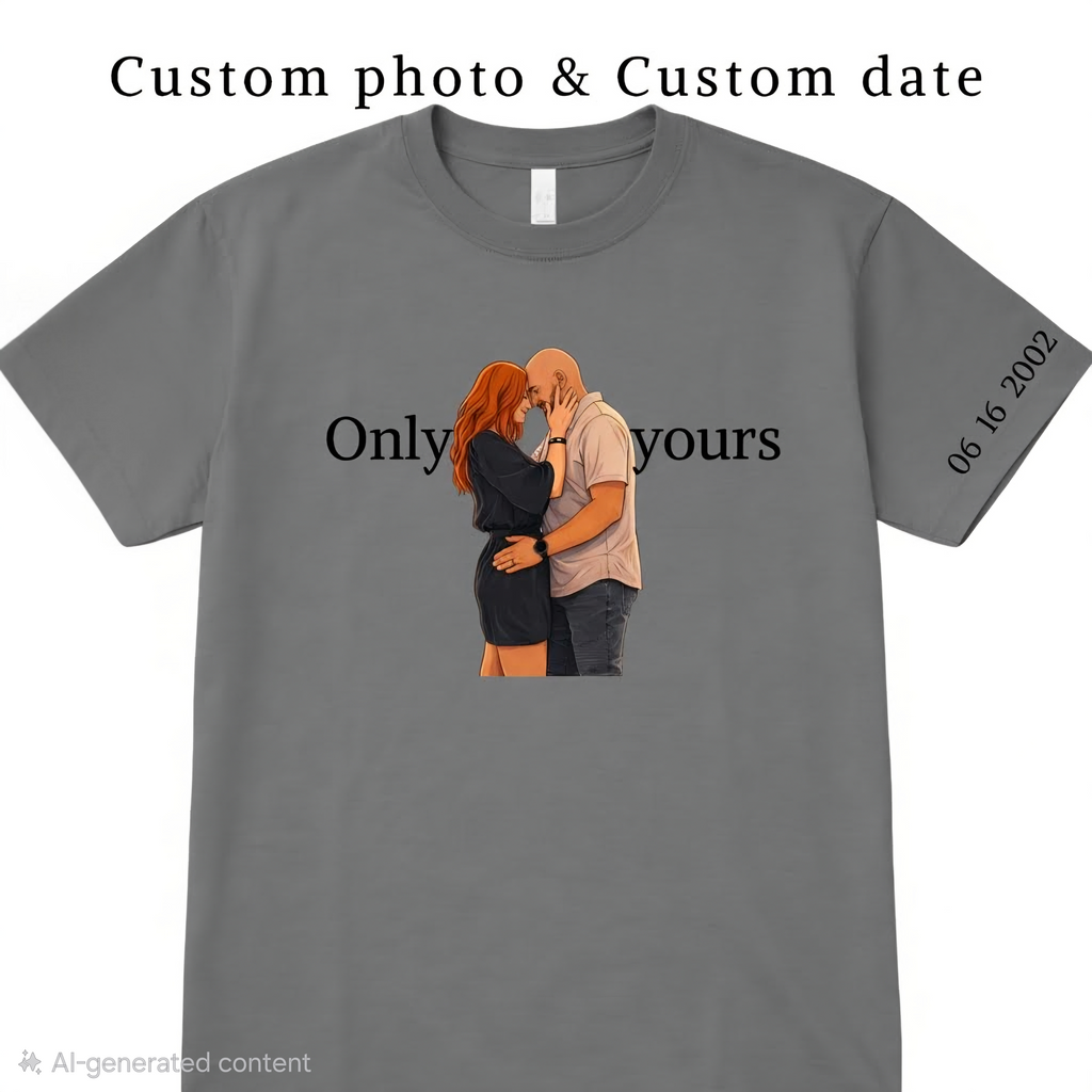 Custom Couple Photo T-Shirt - Turn Your Favorite Photo Into a Beautiful Illustration | Personalized Gift for Couples