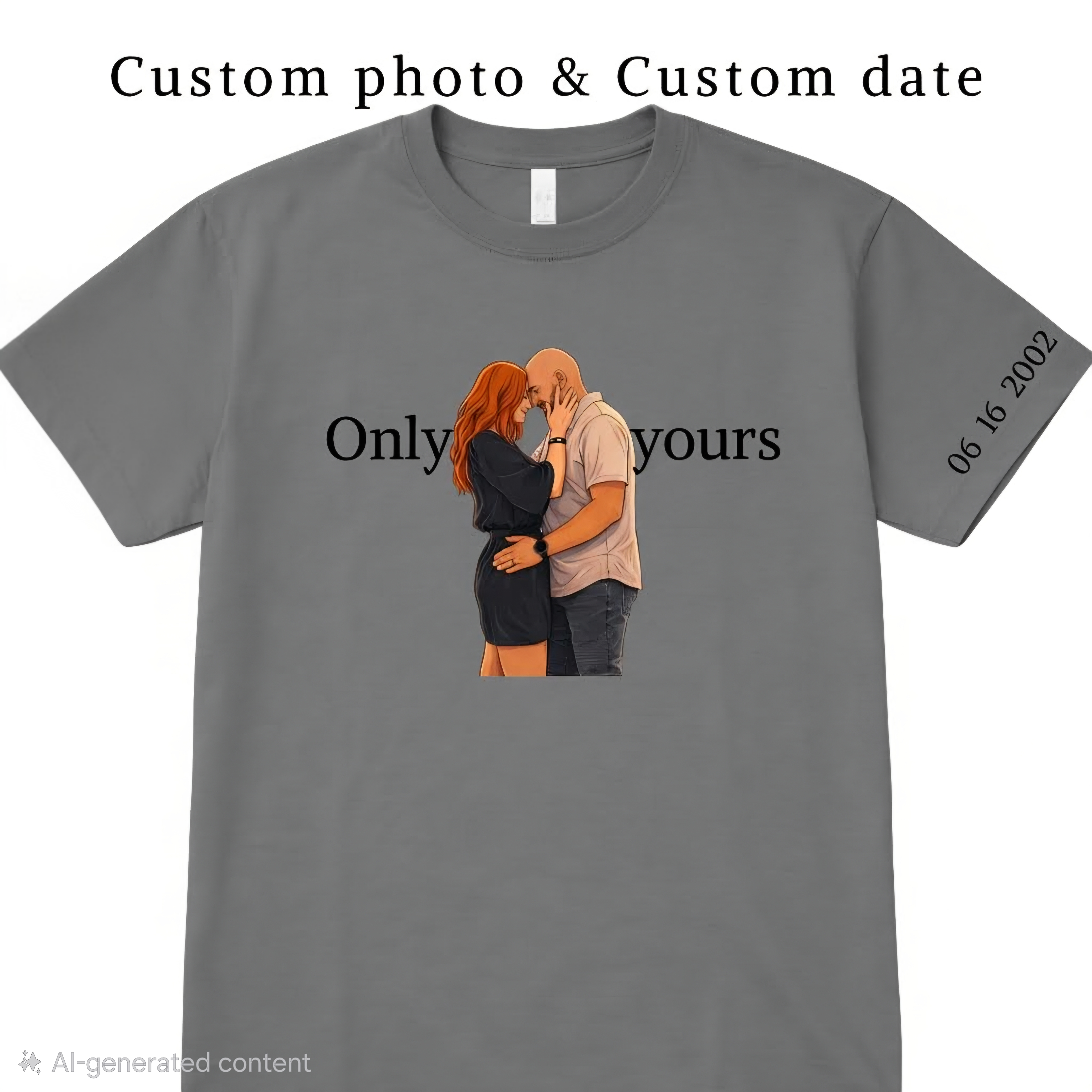 Custom Couple Photo T-Shirt - Turn Your Favorite Photo Into a Beautiful Illustration | Personalized Gift for Couples