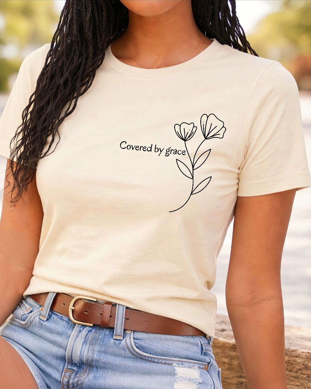 Covered by Grace T-Shirt - Christian Minimalist Shirt | Faith Inspired Tee | Soft Cotton Unisex Shirt