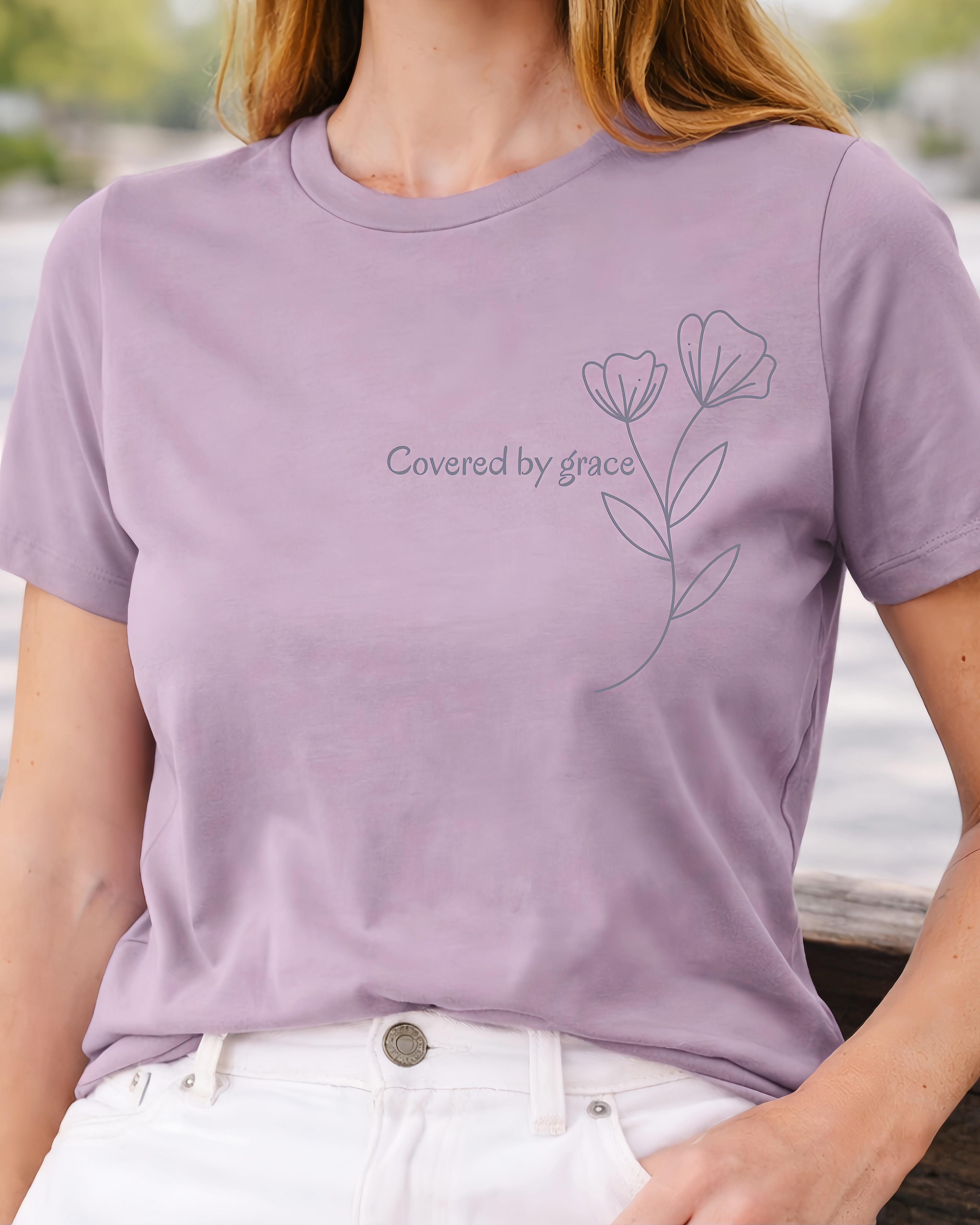 Covered by Grace T-Shirt - Christian Minimalist Shirt | Faith Inspired Tee | Soft Cotton Unisex Shirt