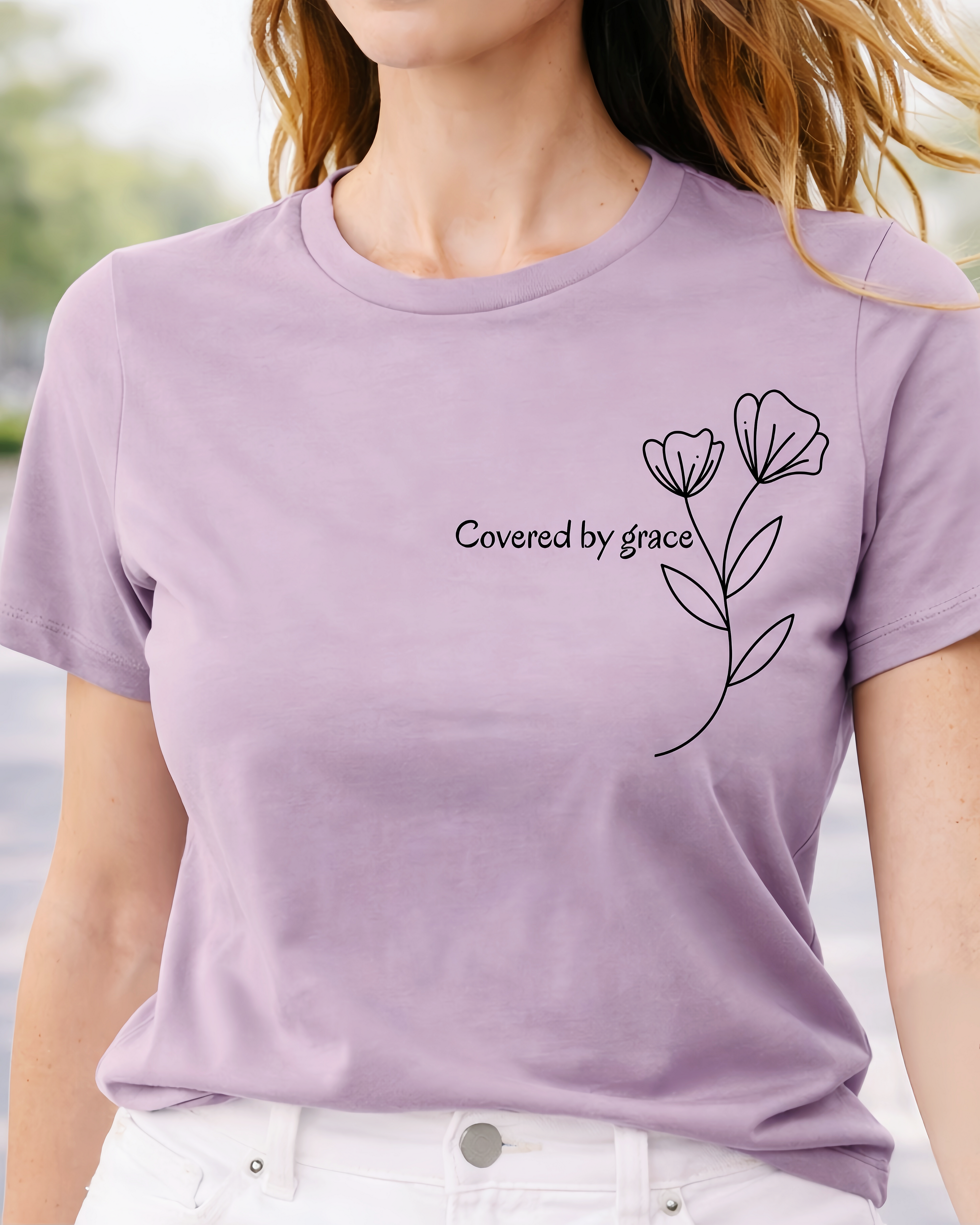 Covered by Grace T-Shirt - Christian Minimalist Shirt | Faith Inspired Tee | Soft Cotton Unisex Shirt