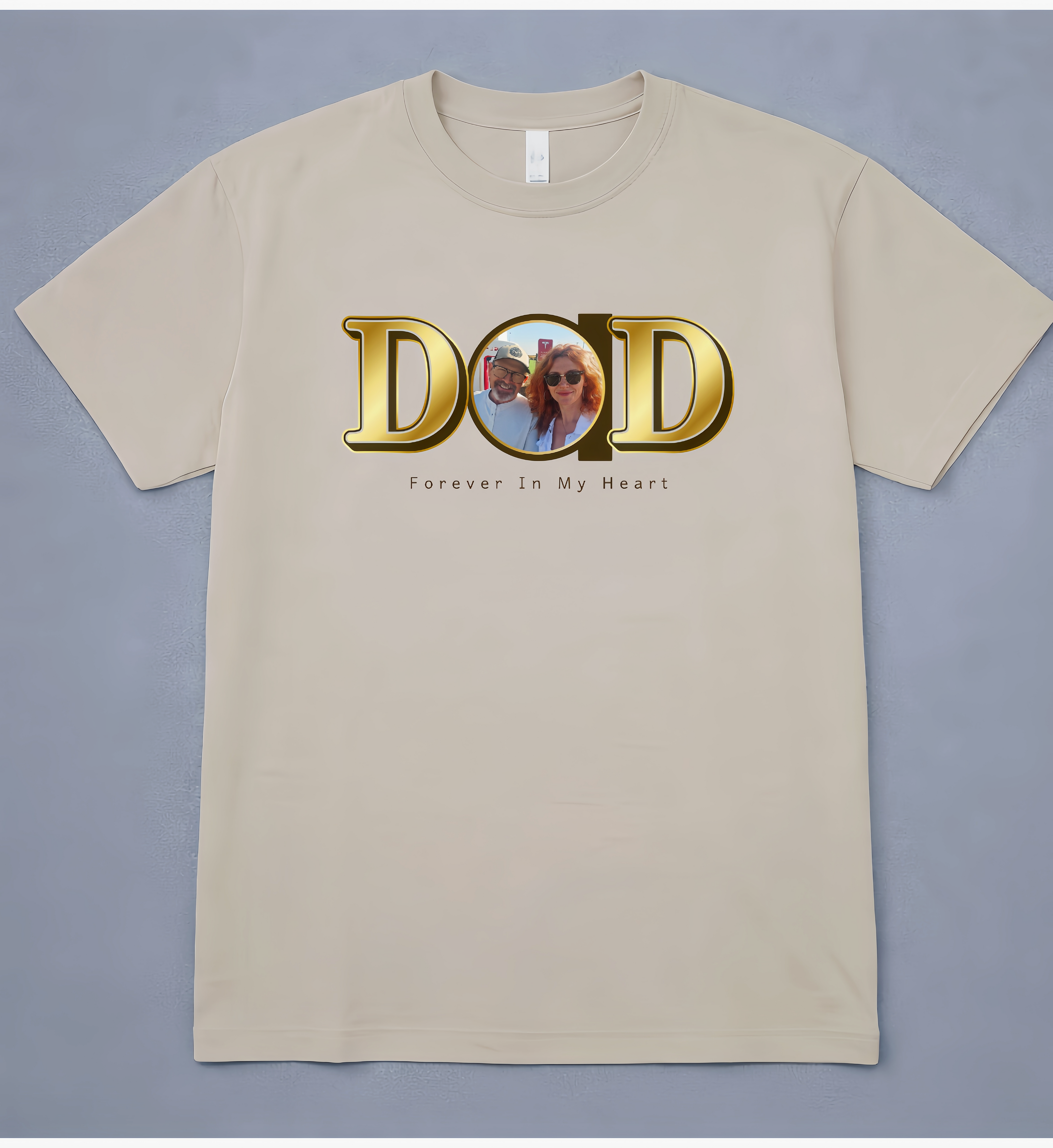 Custom Dad Photo Shirt - Personalized Father Memorial T-Shirt - Forever In My Heart Tee - Gift for Dad - Custom Photo Apparel