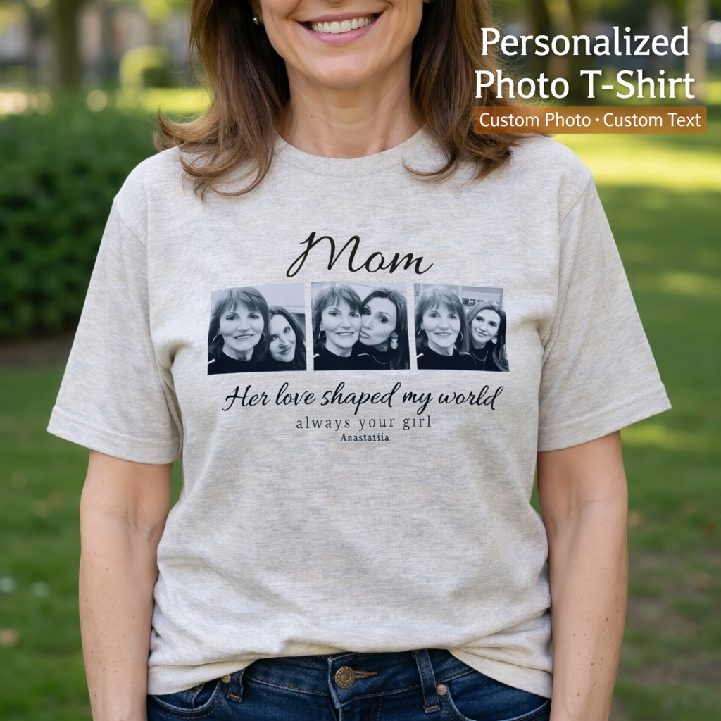 Custom Photo T-Shirt for Mom, Personalized Family Picture Gift