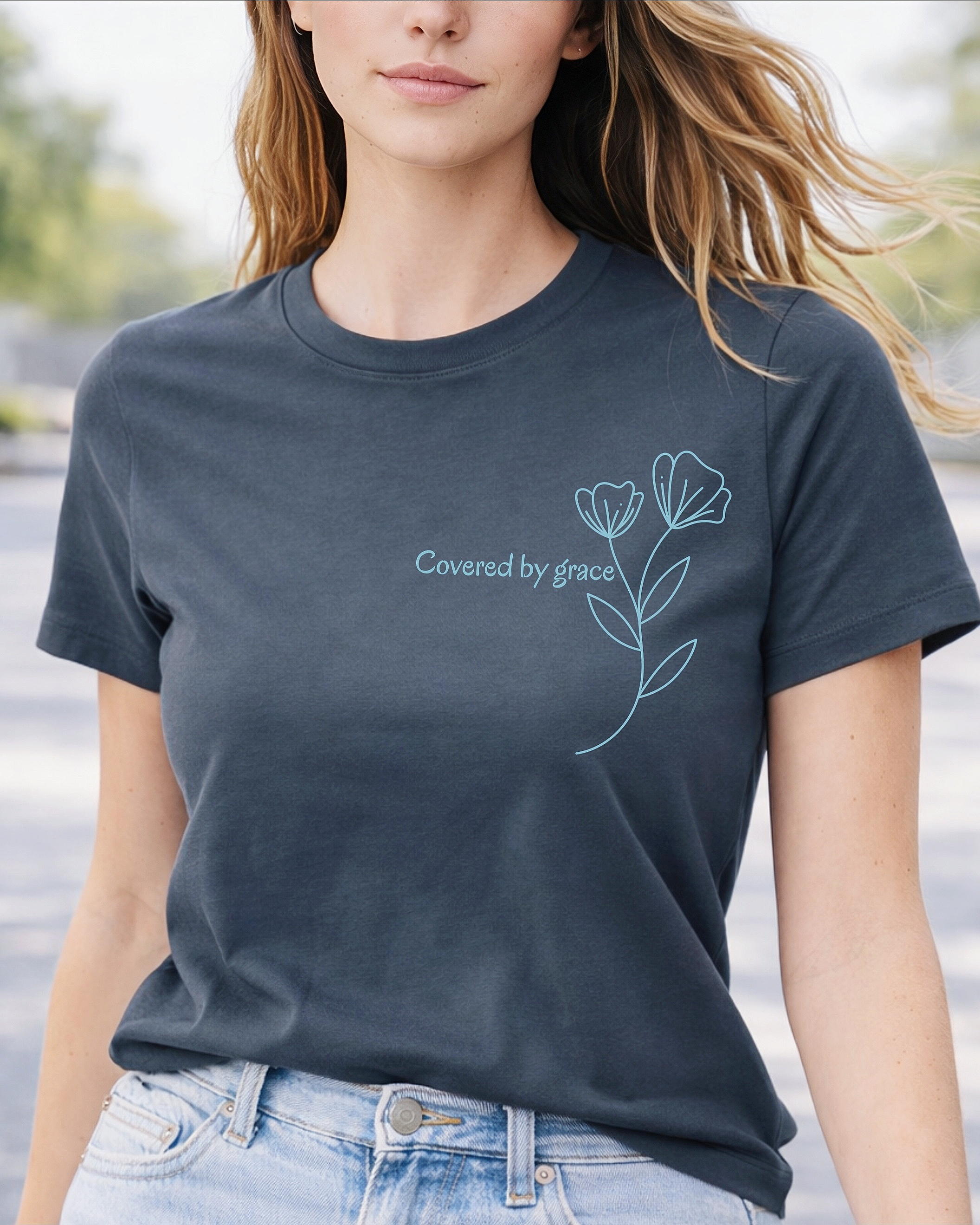 Covered by Grace T-Shirt - Christian Minimalist Shirt | Faith Inspired Tee | Soft Cotton Unisex Shirt