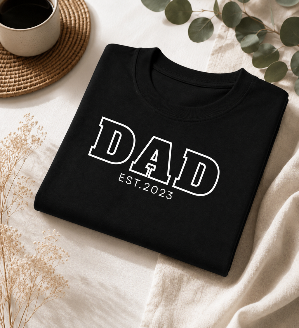 Custom Dad Established Year T-Shirt | Personalized Father's Day Gift | Minimalist Dad Shirt