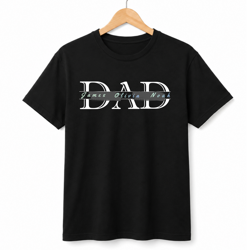 Personalized Dad T-Shirt with Kids' Names - Custom Father's Day Gift