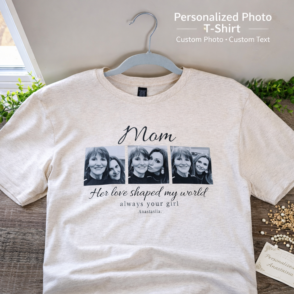 Custom Photo T-Shirt for Mom, Personalized Family Picture Gift