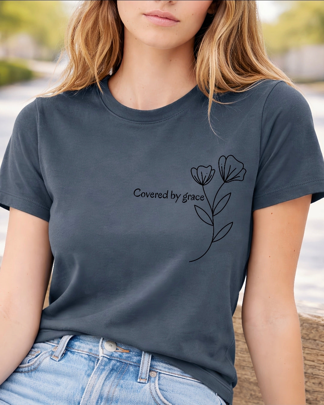 Covered by Grace T-Shirt - Christian Minimalist Shirt | Faith Inspired Tee | Soft Cotton Unisex Shirt