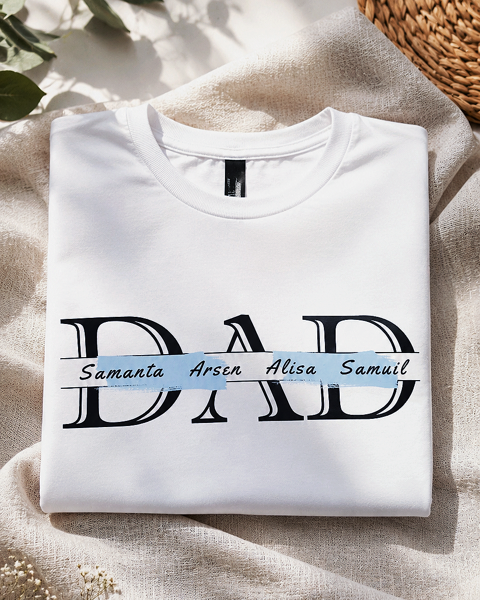 Personalized Dad T-Shirt with Kids' Names - Custom Father's Day Gift