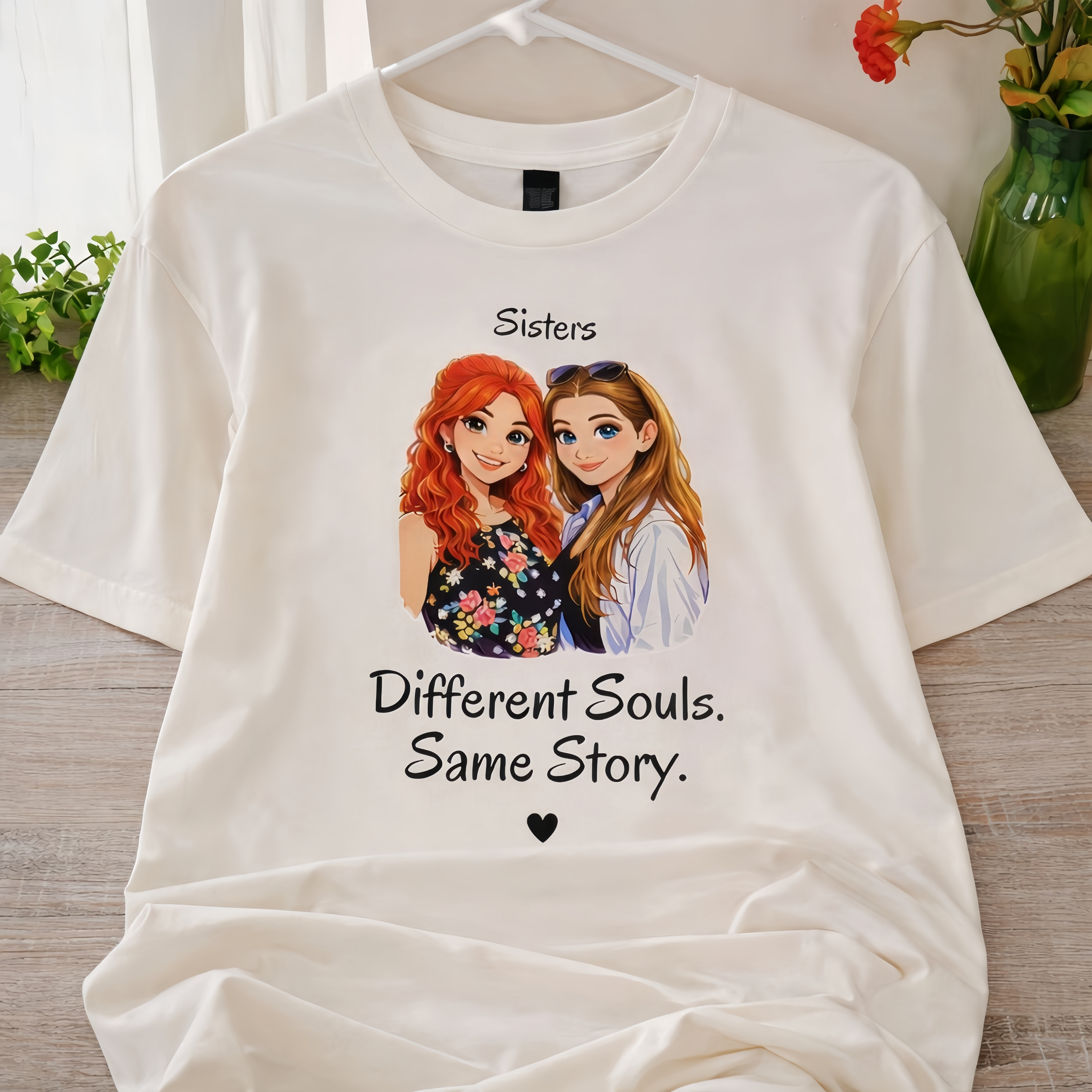 Custom Sisters Shirt - Turn Your Photo into a Cartoon Illustration | Personalized Gift for Sister, Best Friend Shirt