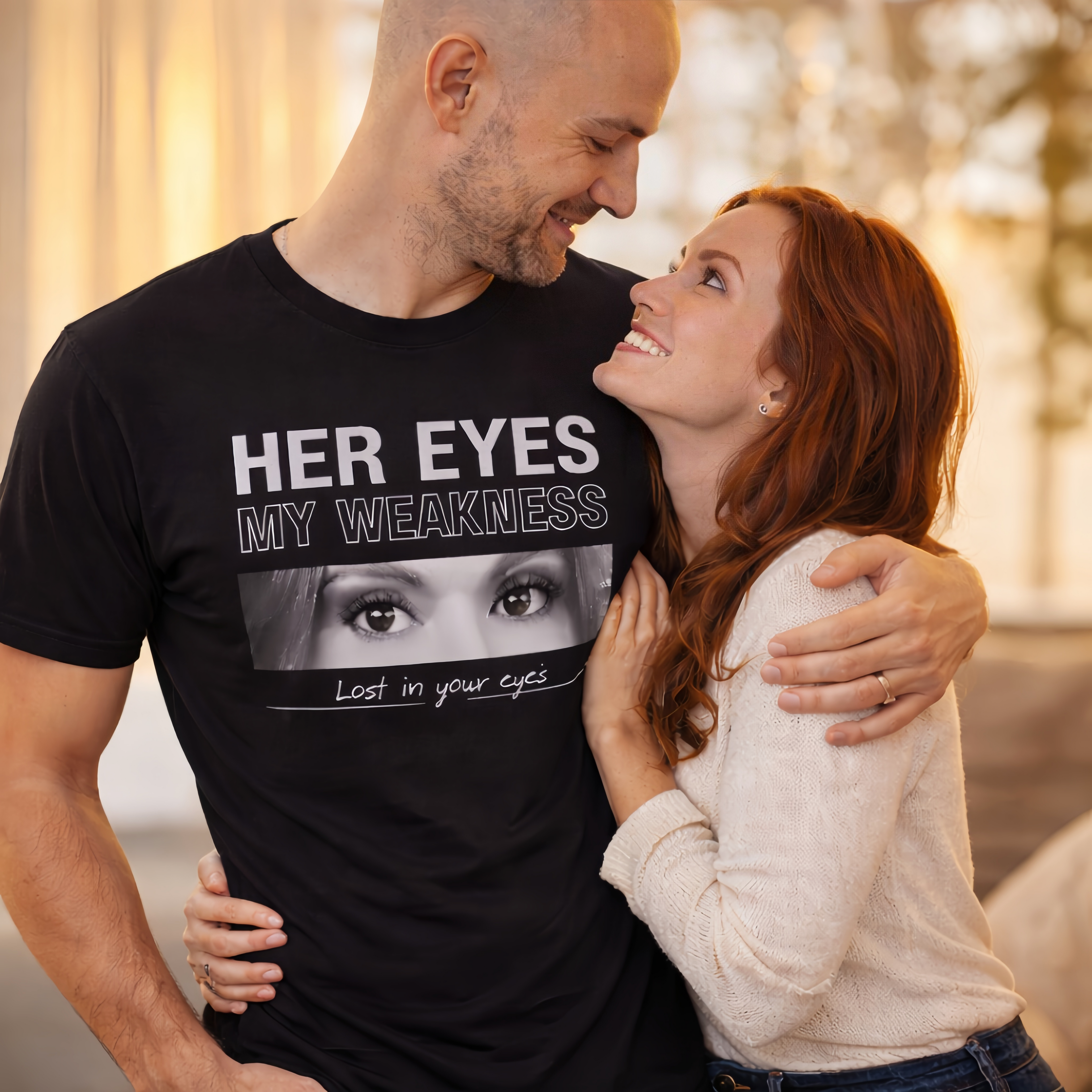 Custom Eyes Photo T-Shirt - Personalized Photo Shirt with Your Text