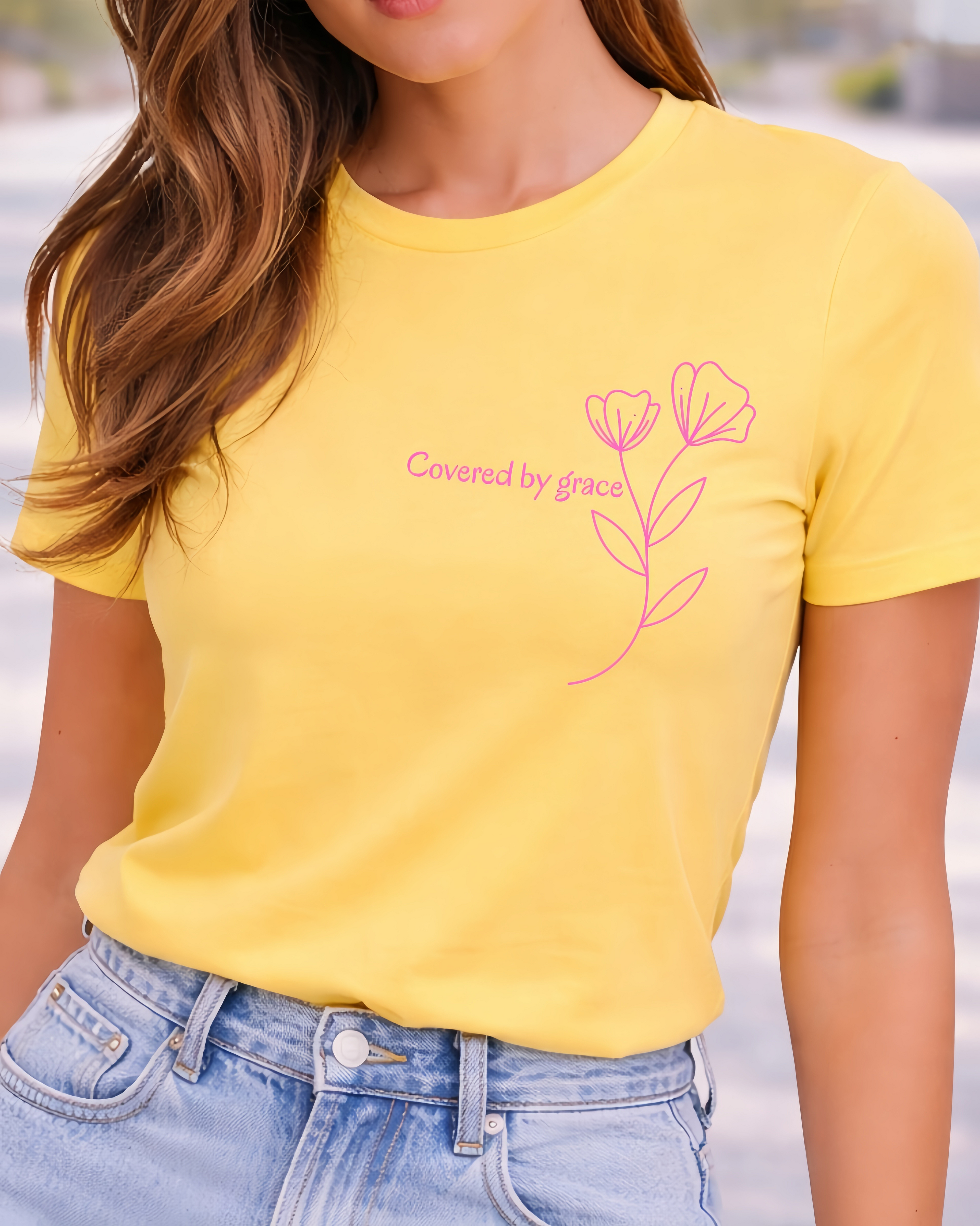 Covered by Grace T-Shirt - Christian Minimalist Shirt | Faith Inspired Tee | Soft Cotton Unisex Shirt