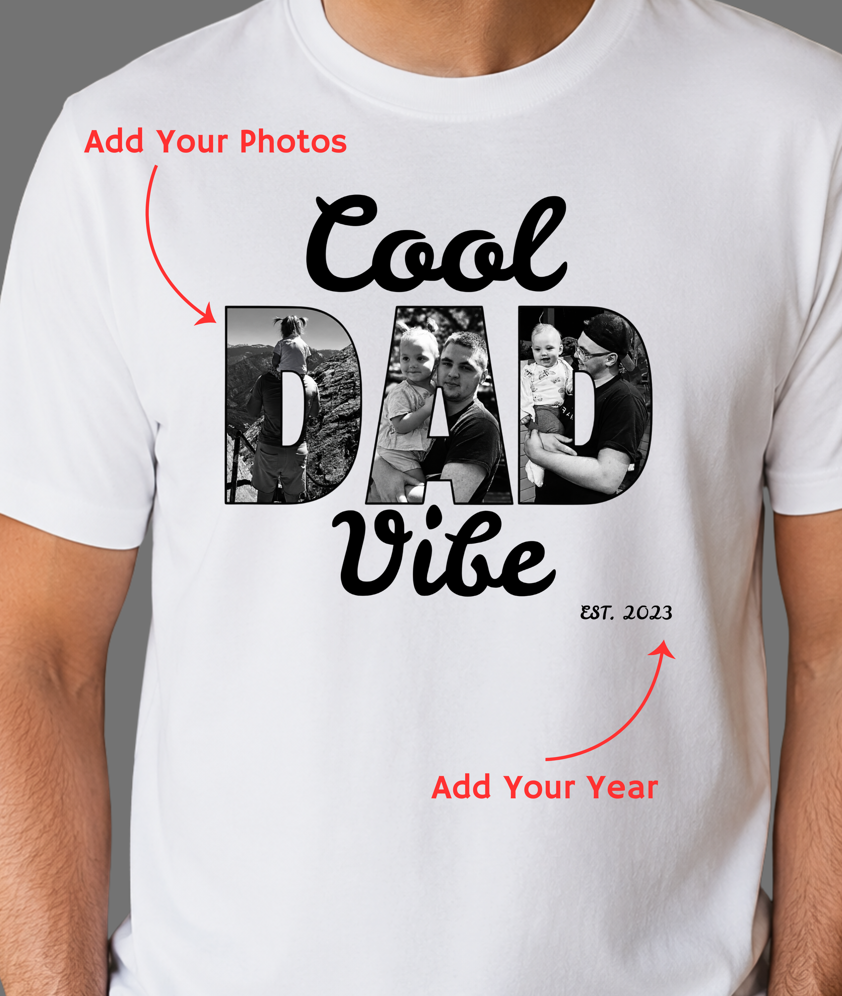 Custom Dad Photo Shirt - Cool Dad Vibe Personalized T-Shirt