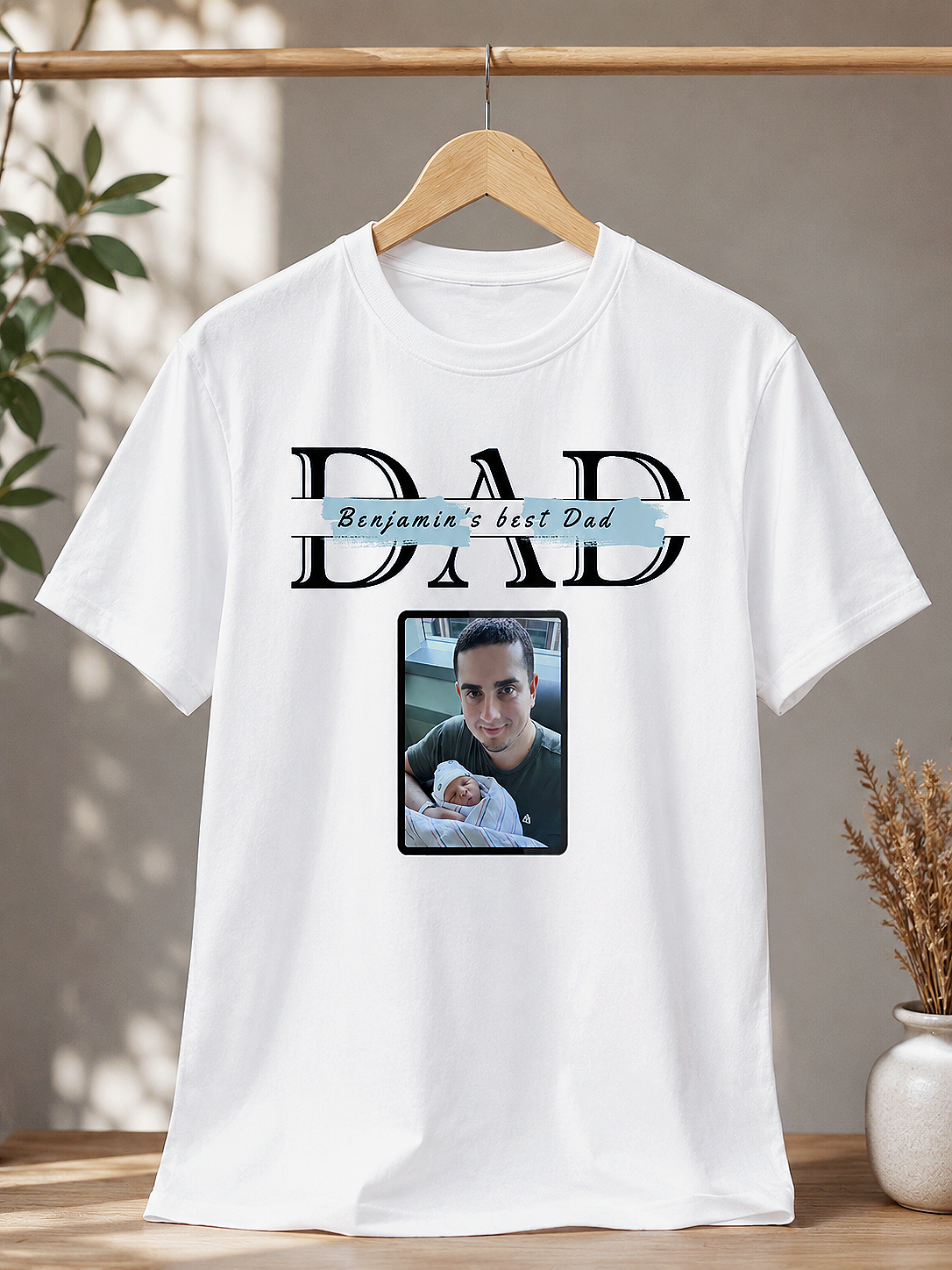 Custom Dad Photo T-Shirt - Personalized Father's Day Gift with Photo & Custom Text Gift for Dad, New Dad, Birthday Gift for Him