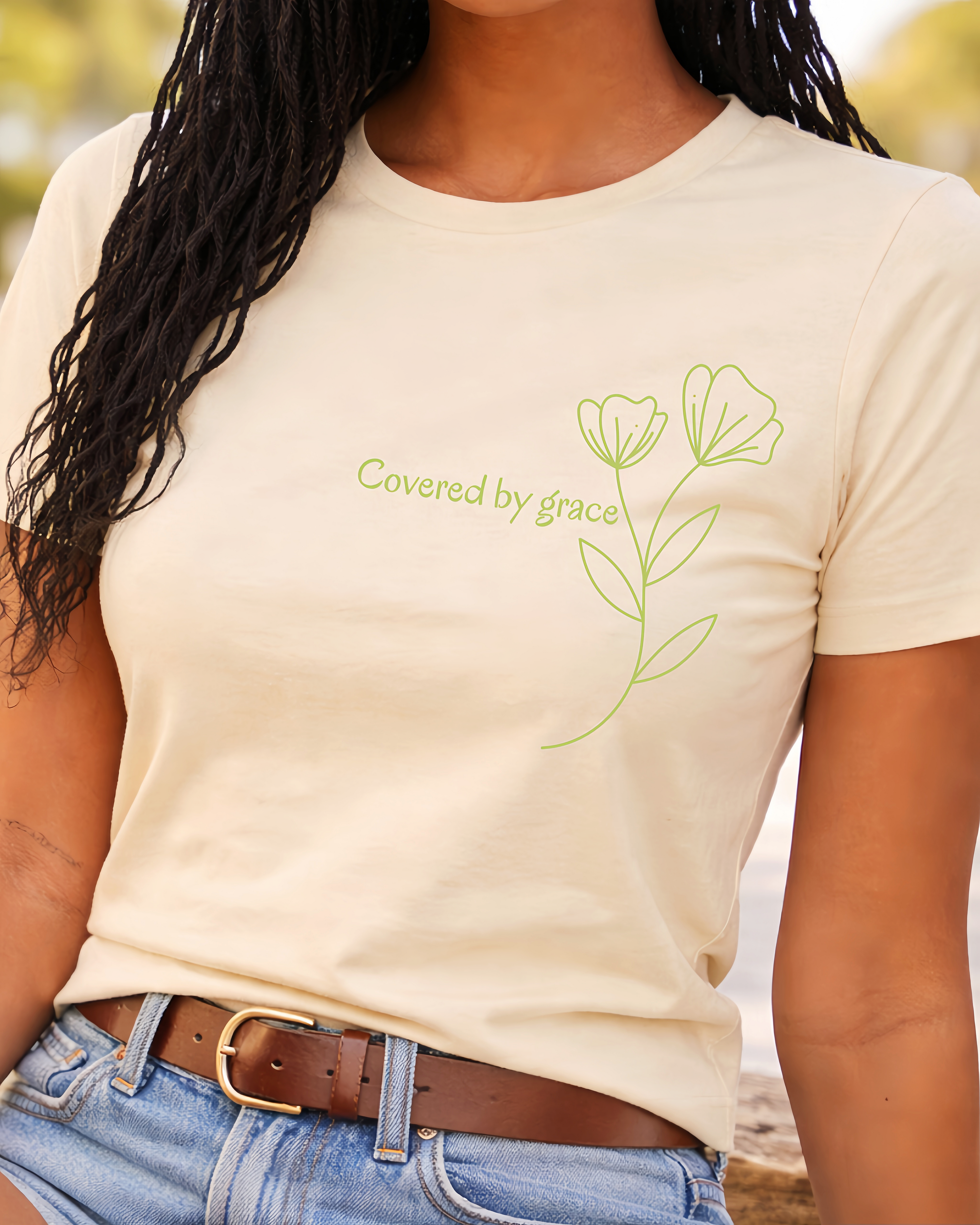 Covered by Grace T-Shirt - Christian Minimalist Shirt | Faith Inspired Tee | Soft Cotton Unisex Shirt