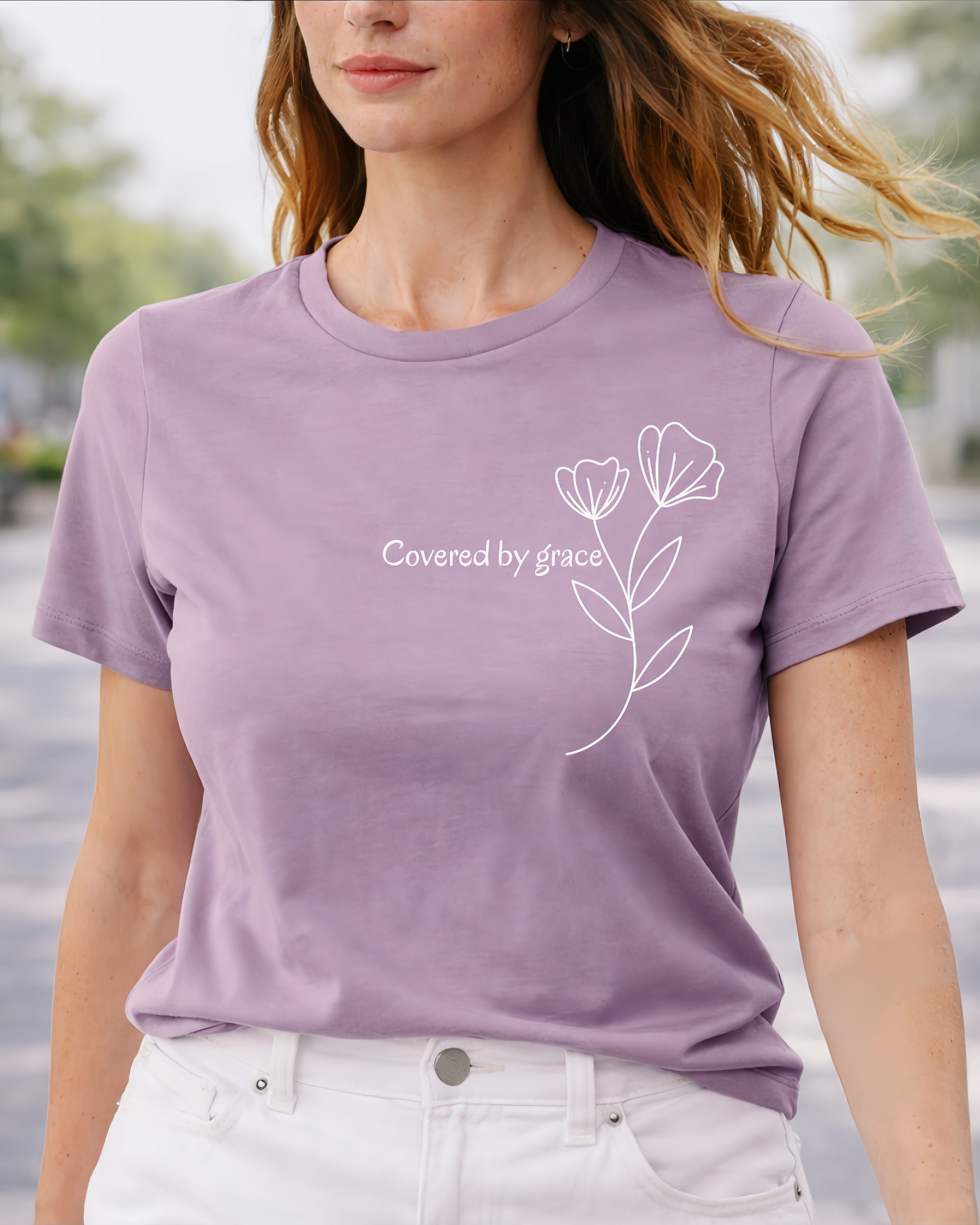 Covered by Grace T-Shirt - Christian Minimalist Shirt | Faith Inspired Tee | Soft Cotton Unisex Shirt
