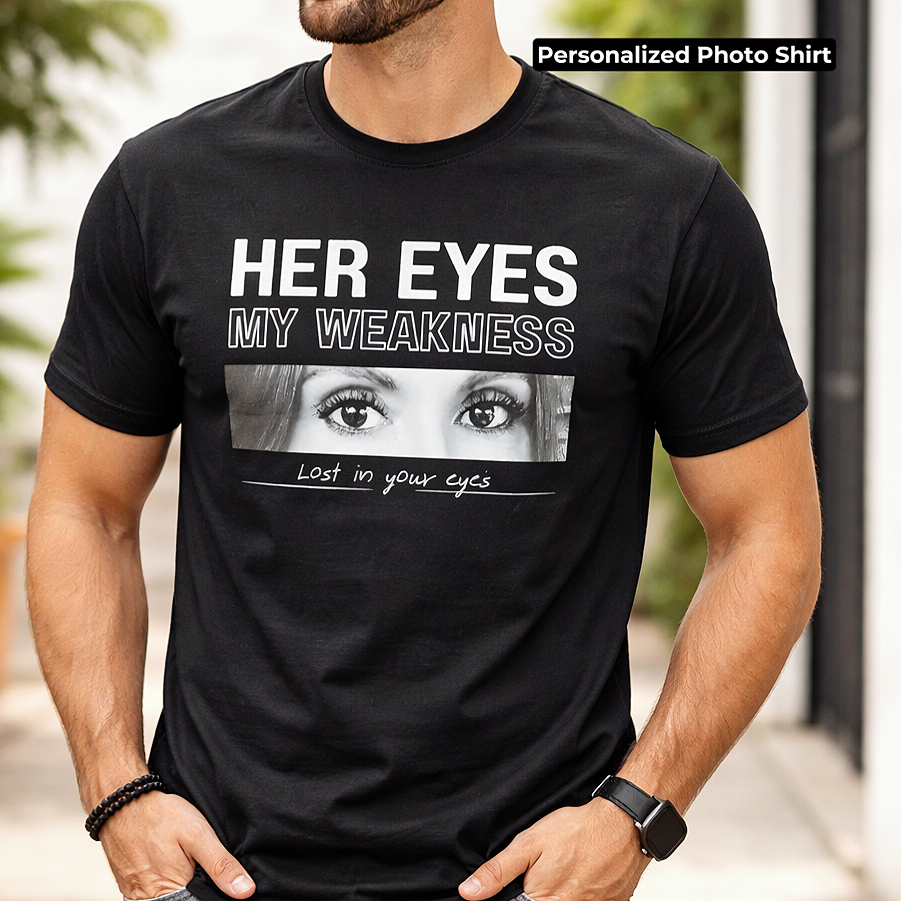 Custom Eyes Photo T-Shirt - Personalized Photo Shirt with Your Text
