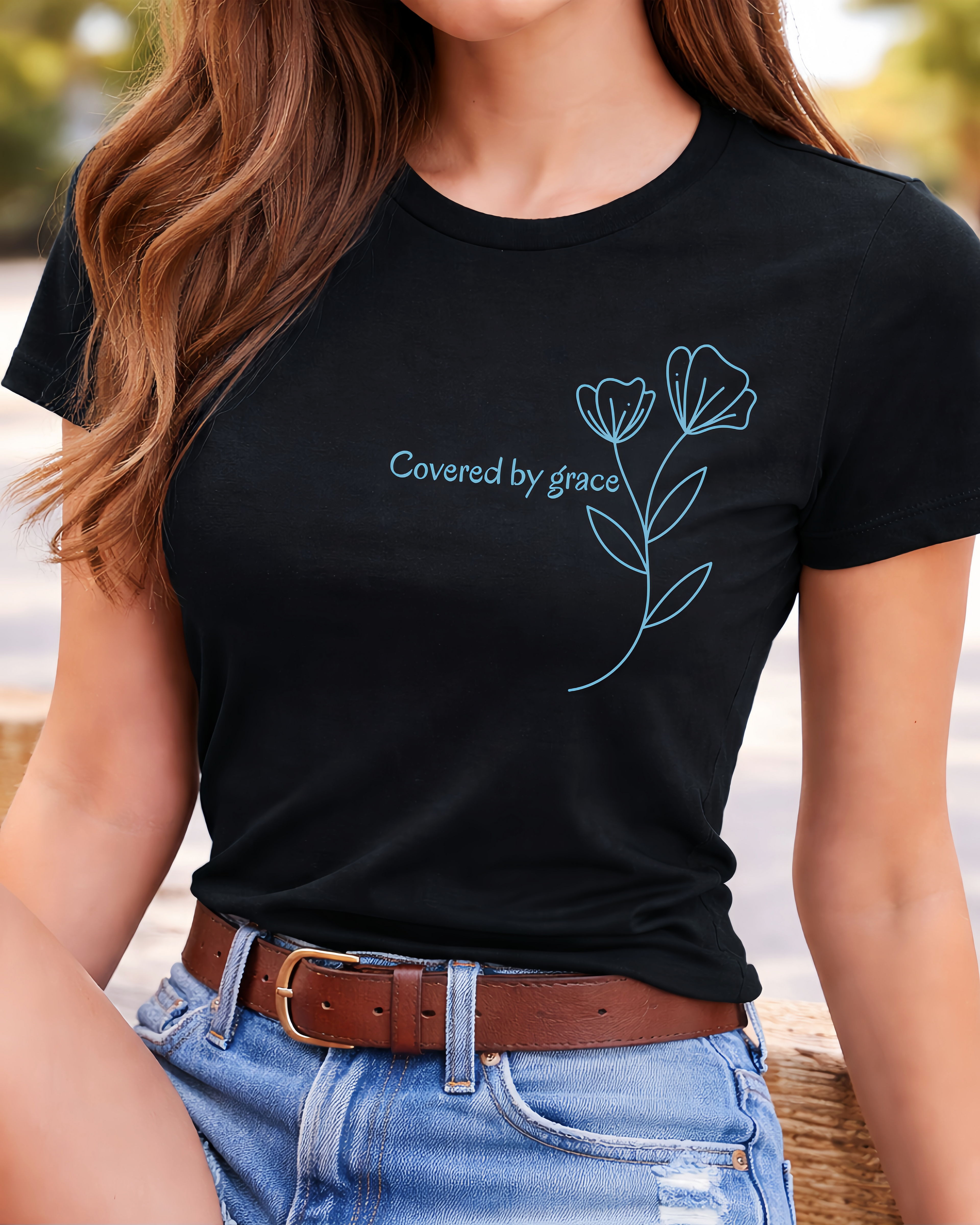Covered by Grace T-Shirt - Christian Minimalist Shirt | Faith Inspired Tee | Soft Cotton Unisex Shirt