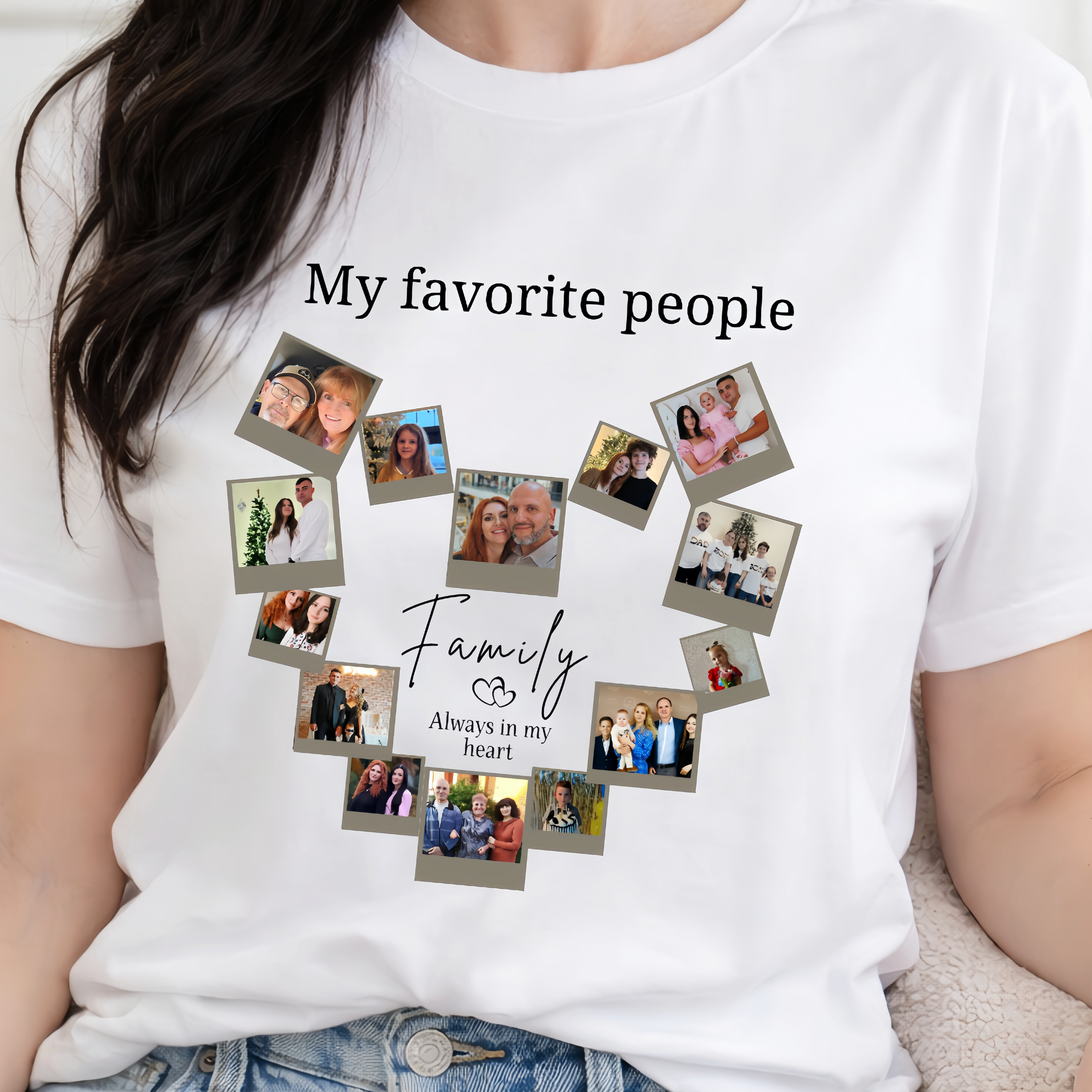Custom Family Photo Shirt - My Favorite People Always in My Heart T-Shirt - Personalized Family Gift