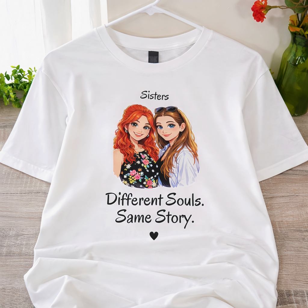 Custom Sisters Shirt - Turn Your Photo into a Cartoon Illustration | Personalized Gift for Sister, Best Friend Shirt