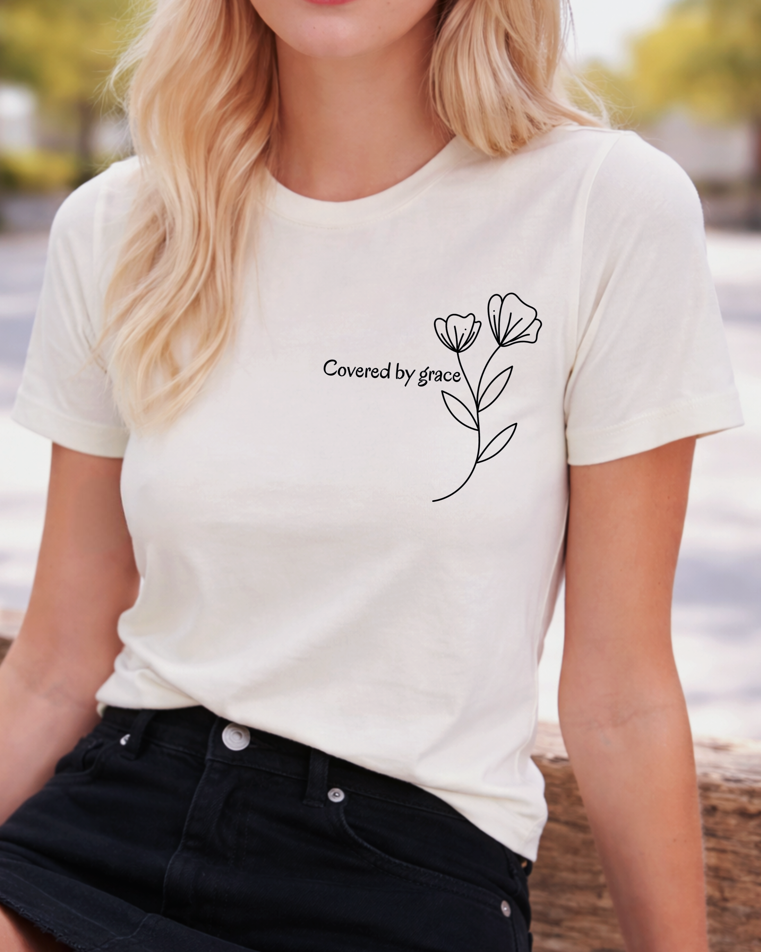 Covered by Grace T-Shirt - Christian Minimalist Shirt | Faith Inspired Tee | Soft Cotton Unisex Shirt