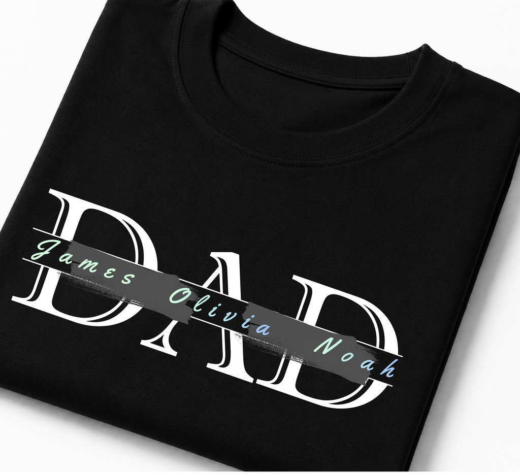 Personalized Dad T-Shirt with Kids' Names - Custom Father's Day Gift