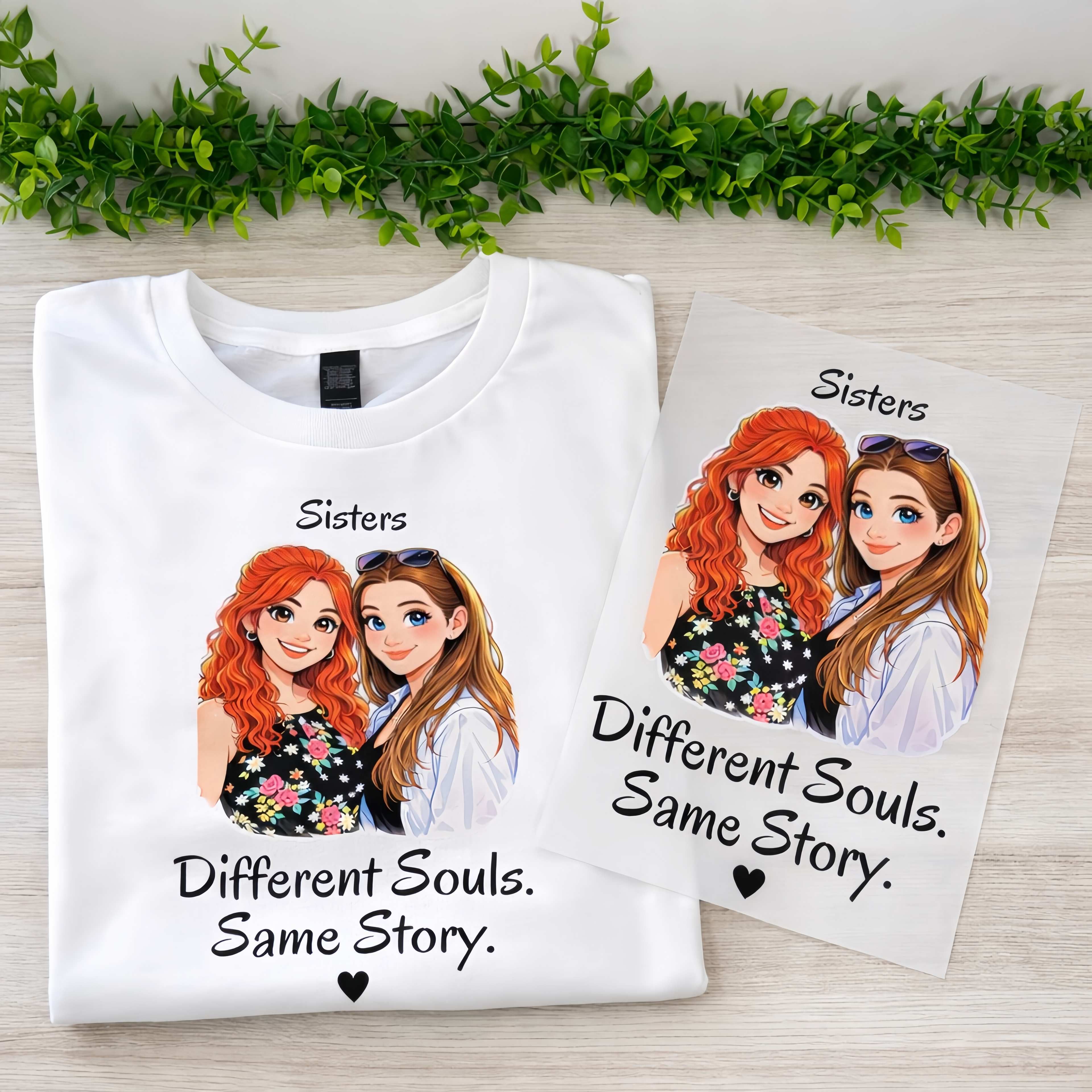 Custom Sisters Shirt - Turn Your Photo into a Cartoon Illustration | Personalized Gift for Sister, Best Friend Shirt