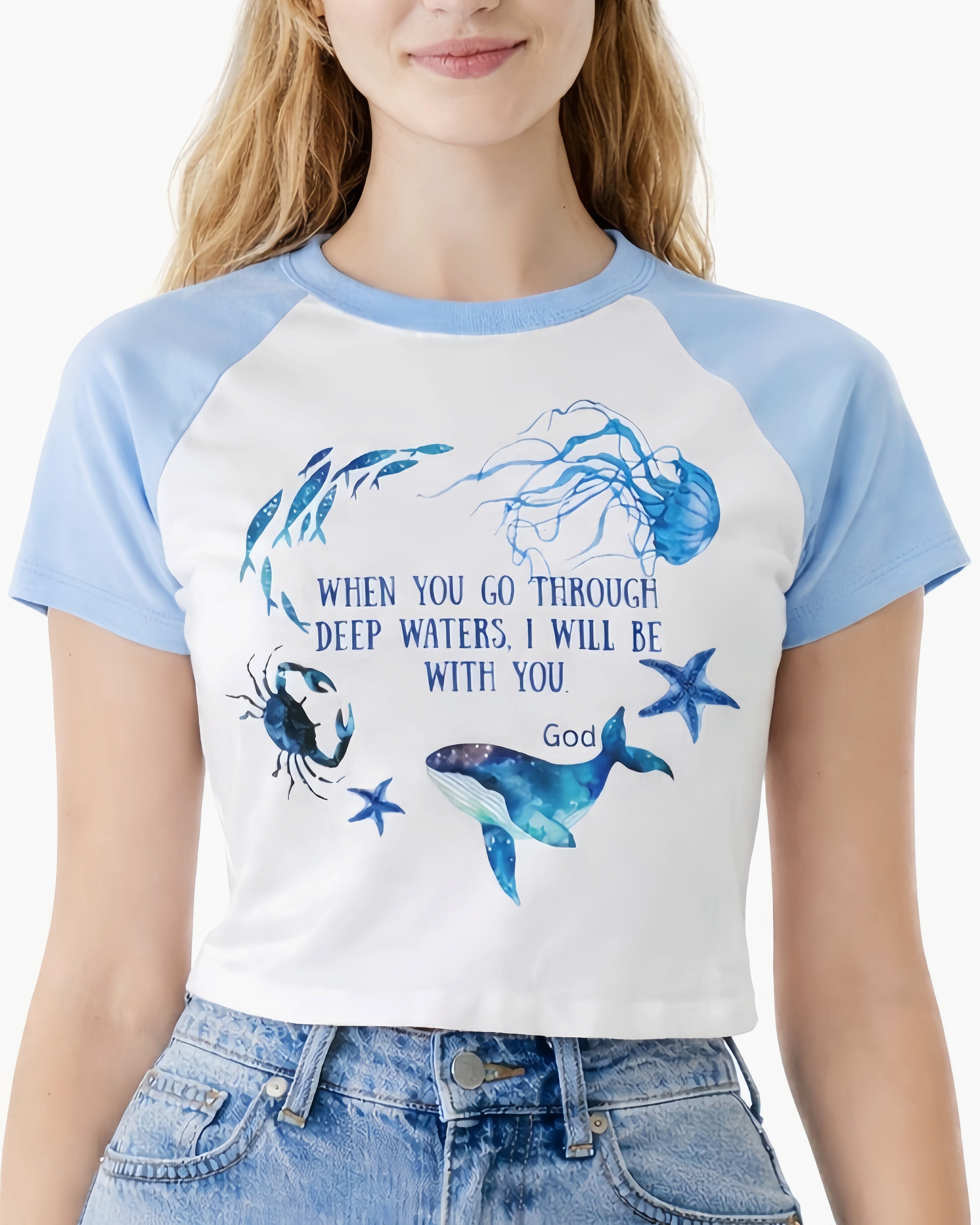 White Women T-Shirt with Christian Quote