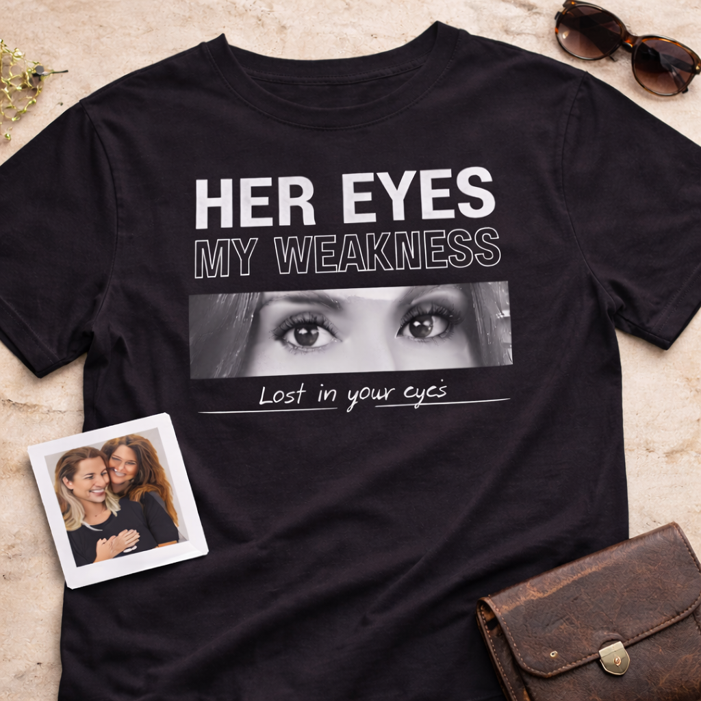 Custom Eyes Photo T-Shirt - Personalized Photo Shirt with Your Text