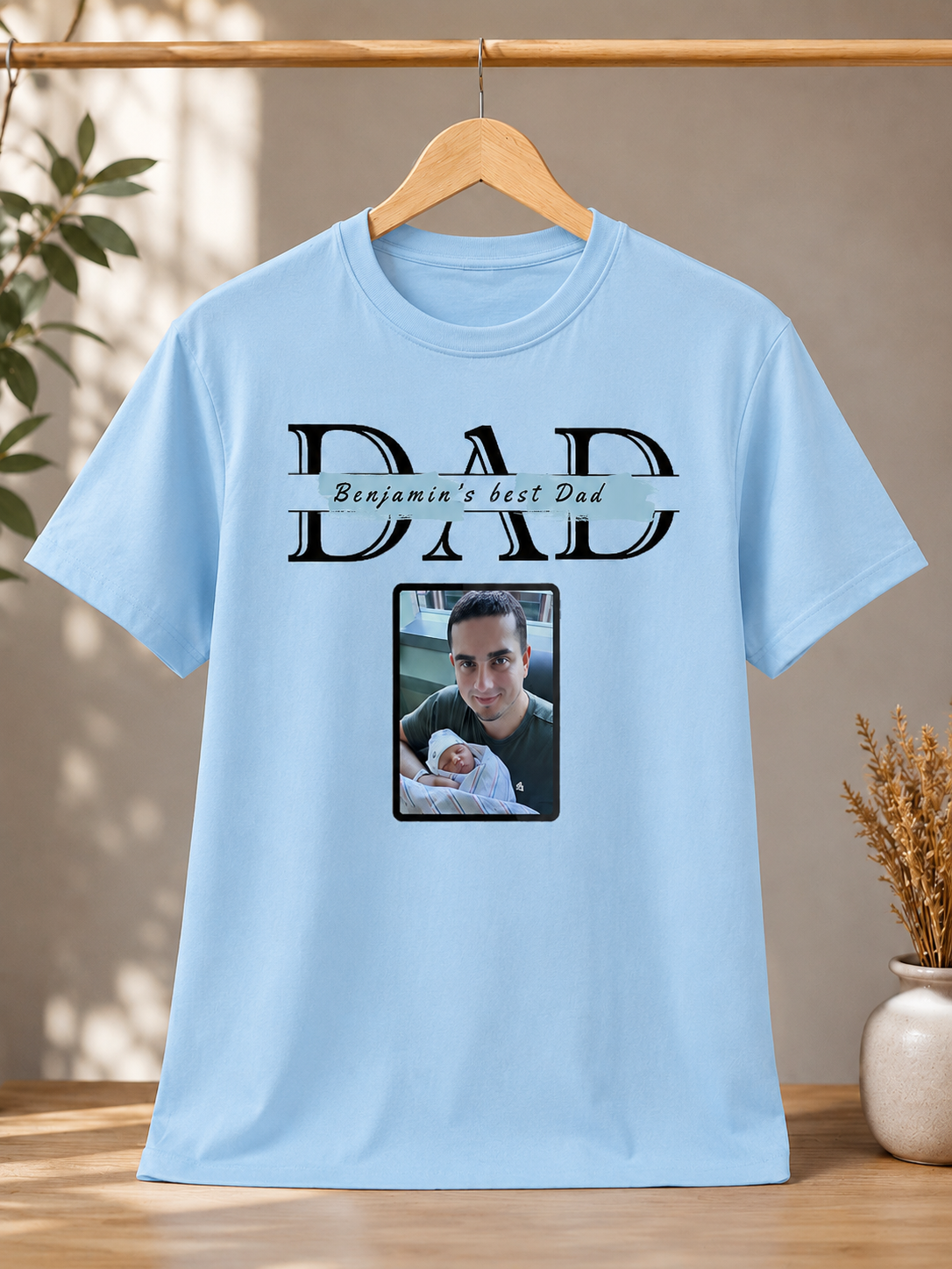 Custom Dad Photo T-Shirt - Personalized Father's Day Gift with Photo & Custom Text Gift for Dad, New Dad, Birthday Gift for Him