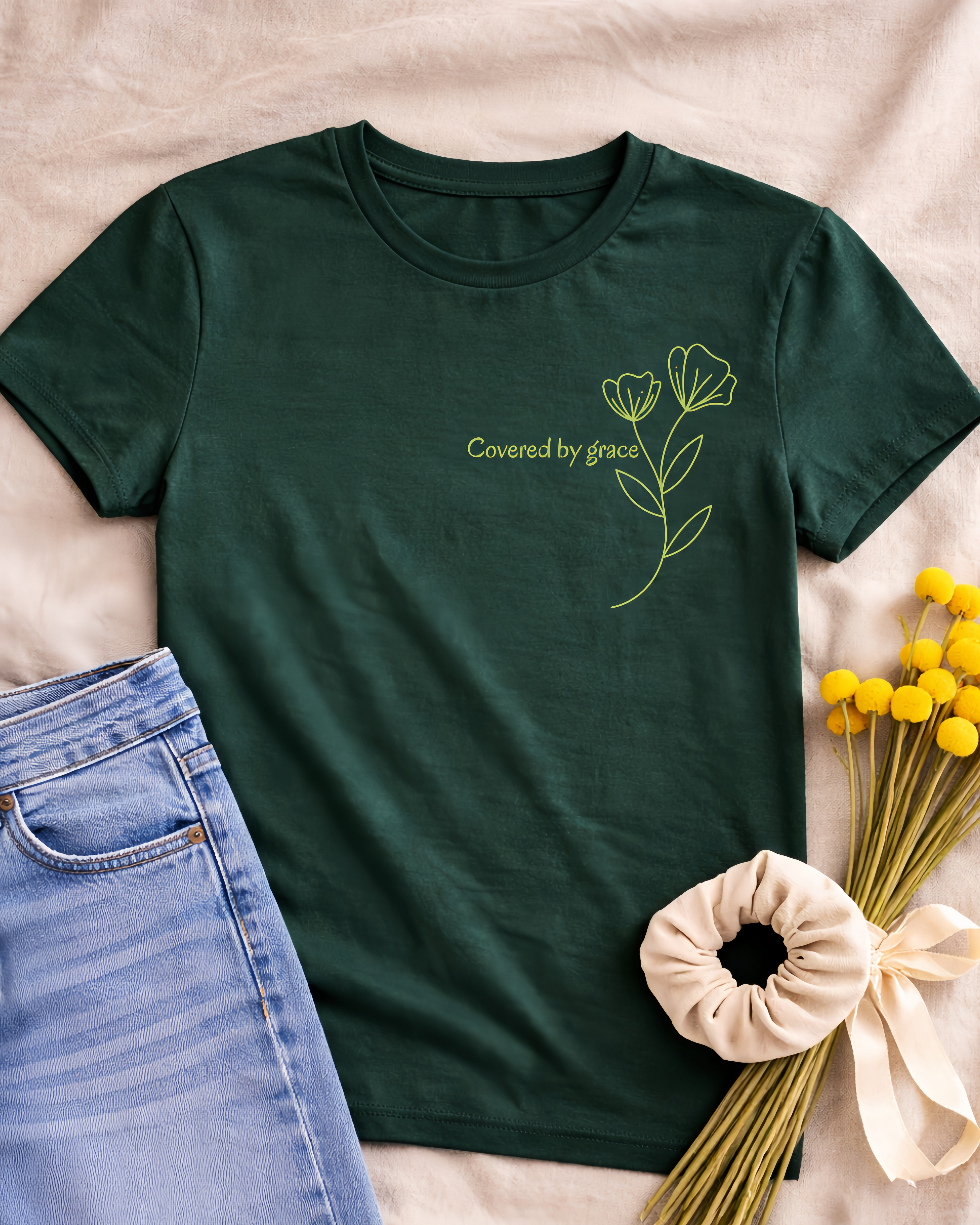 Covered by Grace T-Shirt - Christian Minimalist Shirt | Faith Inspired Tee | Soft Cotton Unisex Shirt