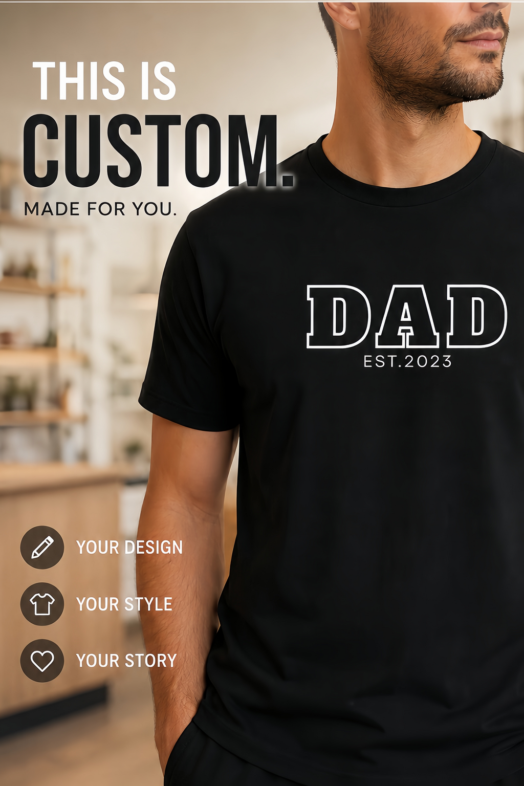 Custom Dad Established Year T-Shirt | Personalized Father's Day Gift | Minimalist Dad Shirt