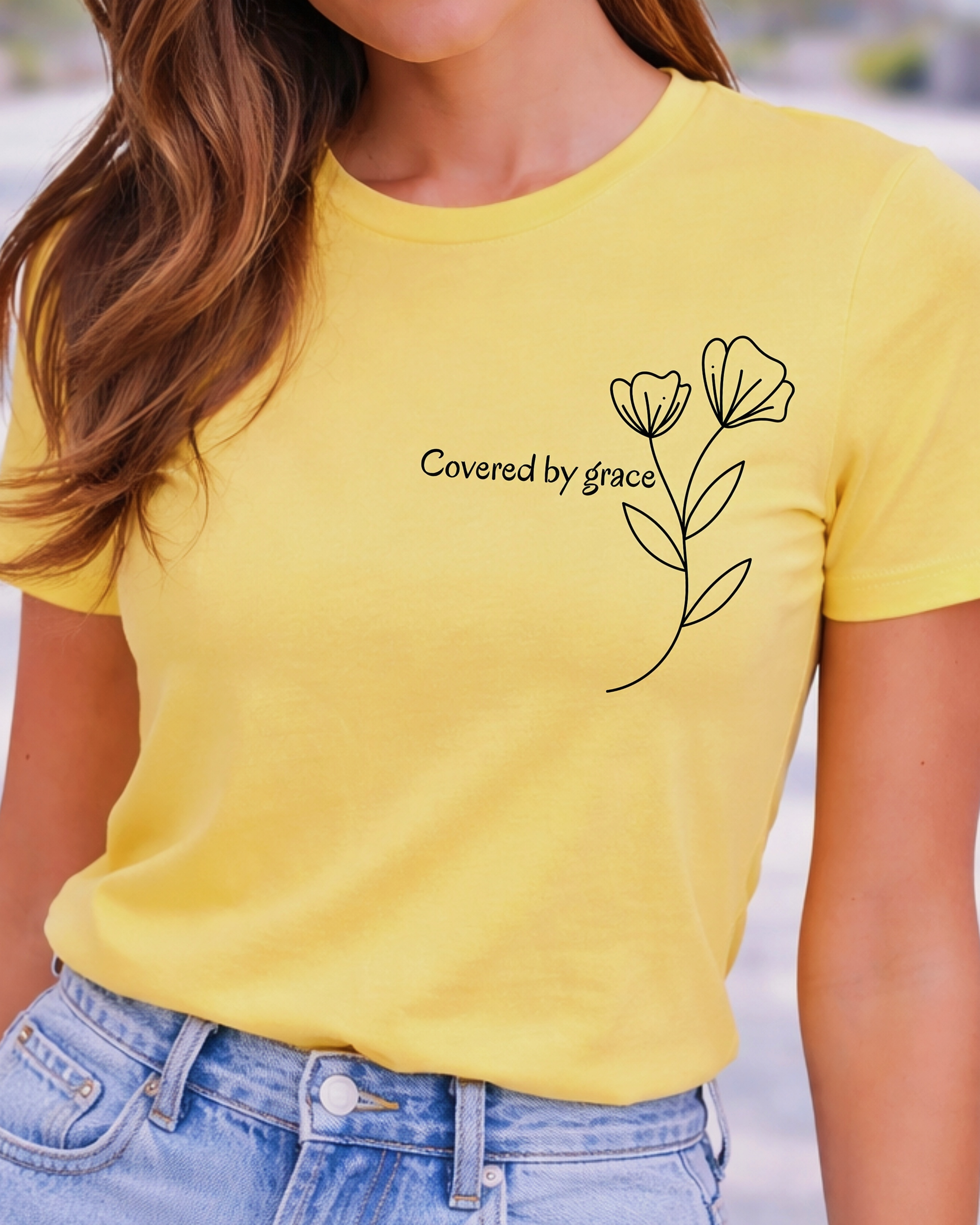 Covered by Grace T-Shirt - Christian Minimalist Shirt | Faith Inspired Tee | Soft Cotton Unisex Shirt