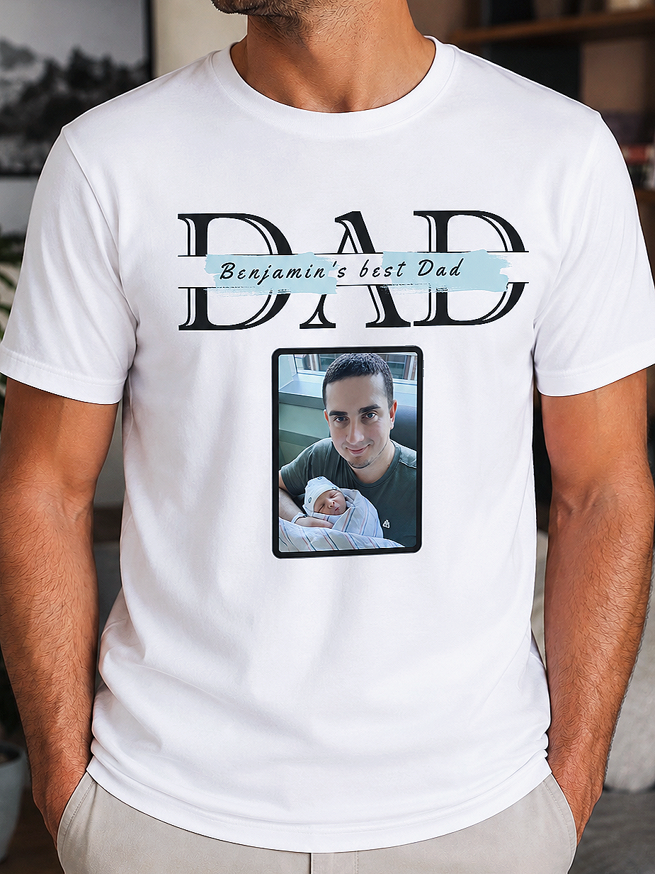 Custom Dad Photo T-Shirt - Personalized Father's Day Gift with Photo & Custom Text Gift for Dad, New Dad, Birthday Gift for Him