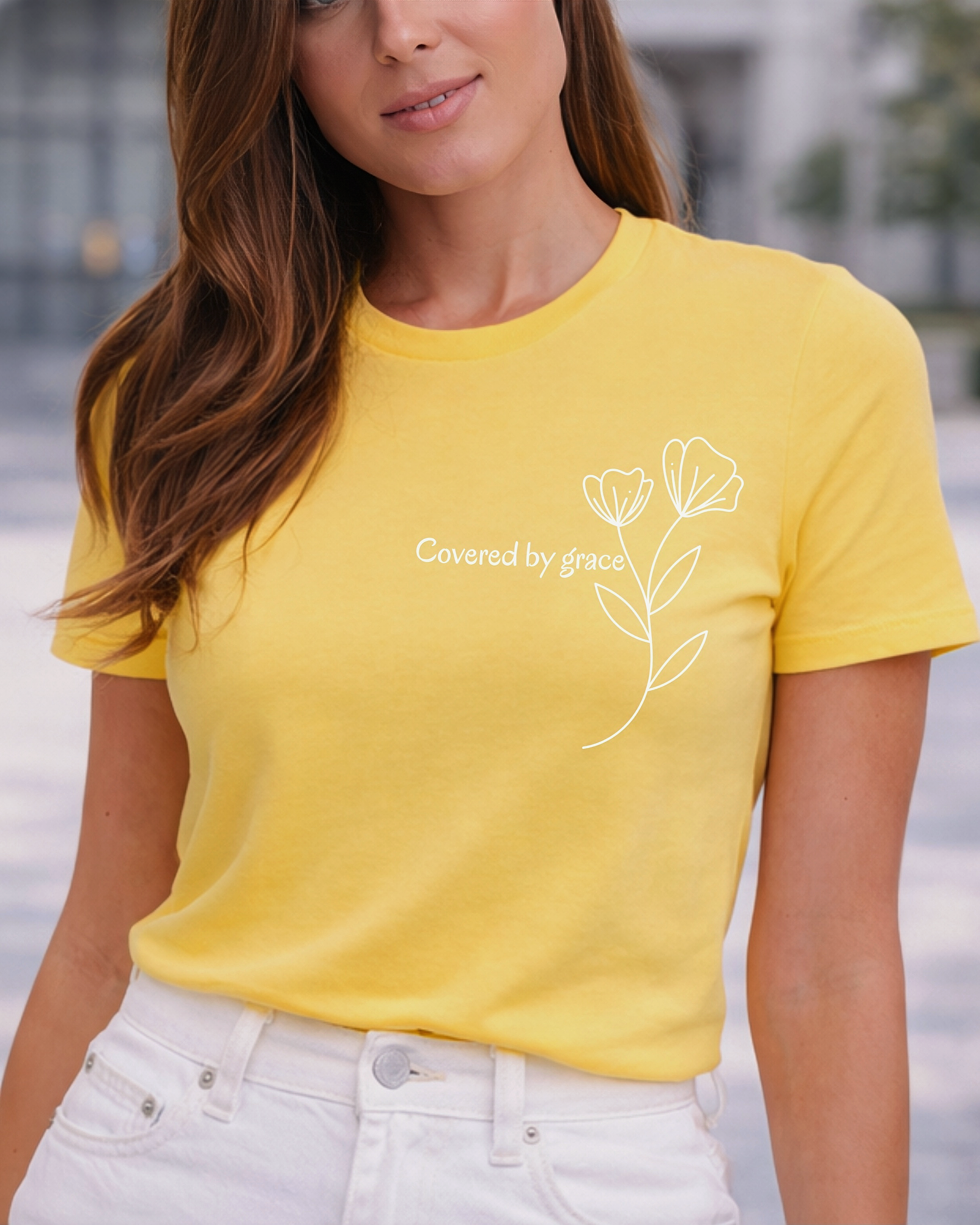 Covered by Grace T-Shirt - Christian Minimalist Shirt | Faith Inspired Tee | Soft Cotton Unisex Shirt