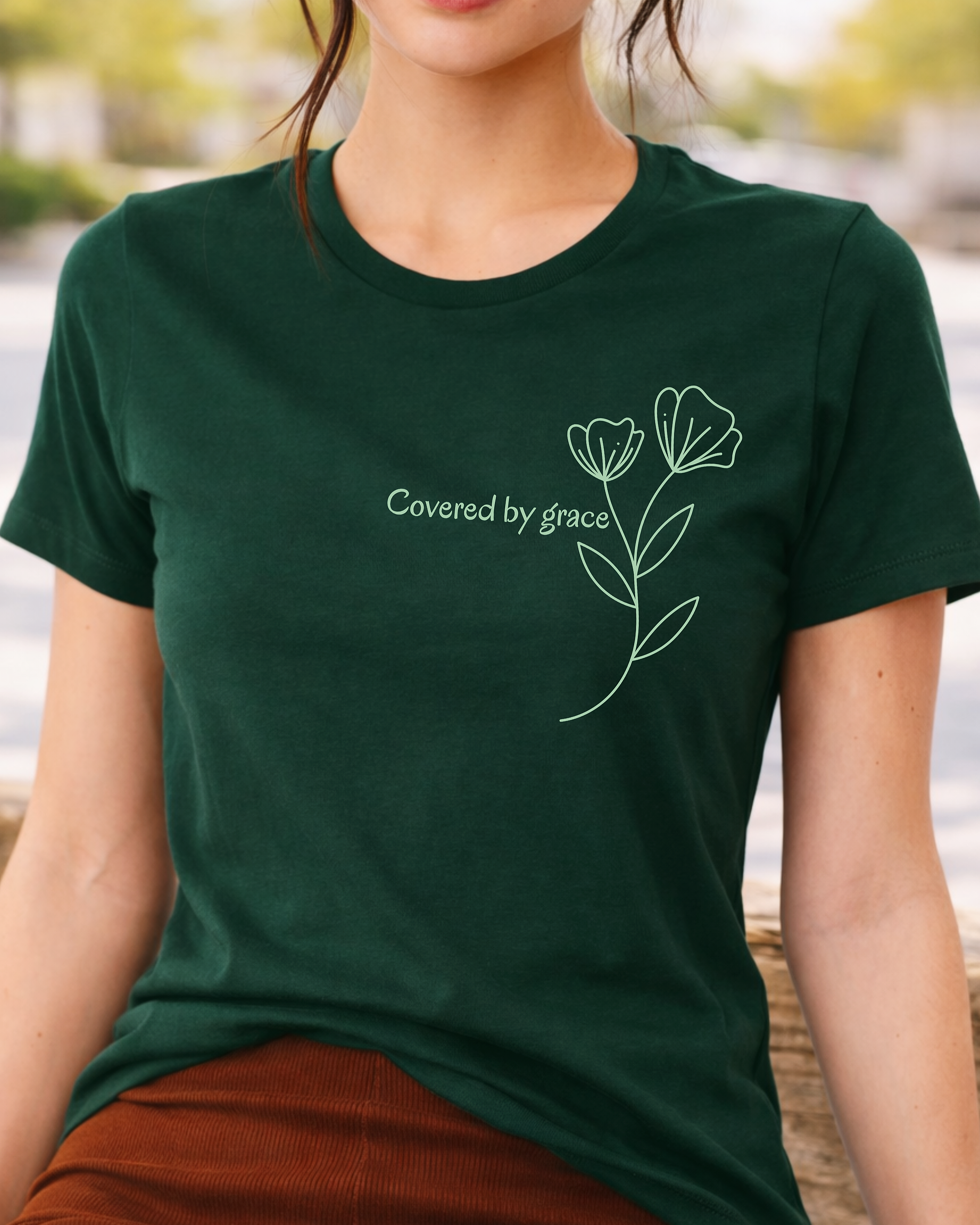 Covered by Grace T-Shirt - Christian Minimalist Shirt | Faith Inspired Tee | Soft Cotton Unisex Shirt