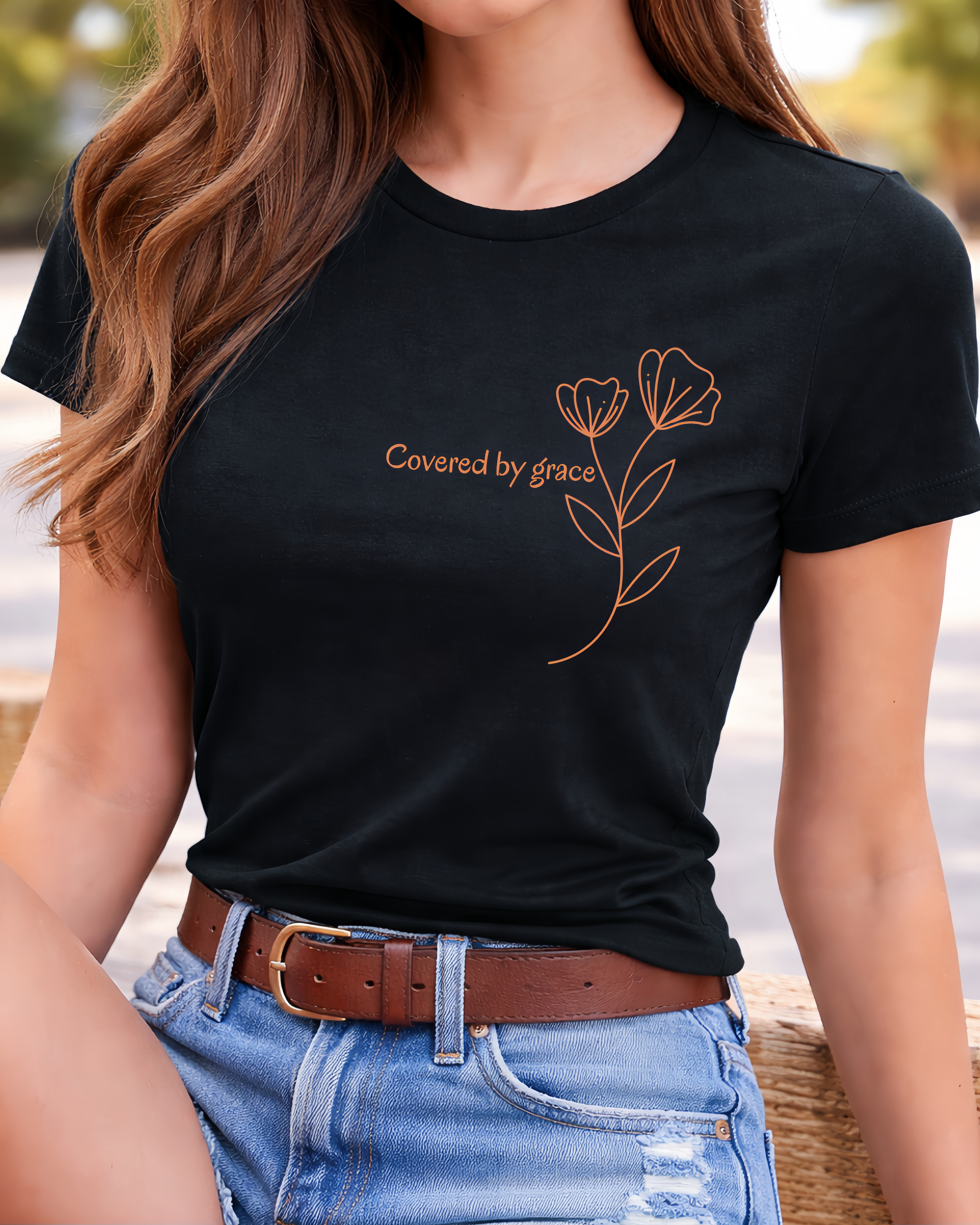 Covered by Grace T-Shirt - Christian Minimalist Shirt | Faith Inspired Tee | Soft Cotton Unisex Shirt