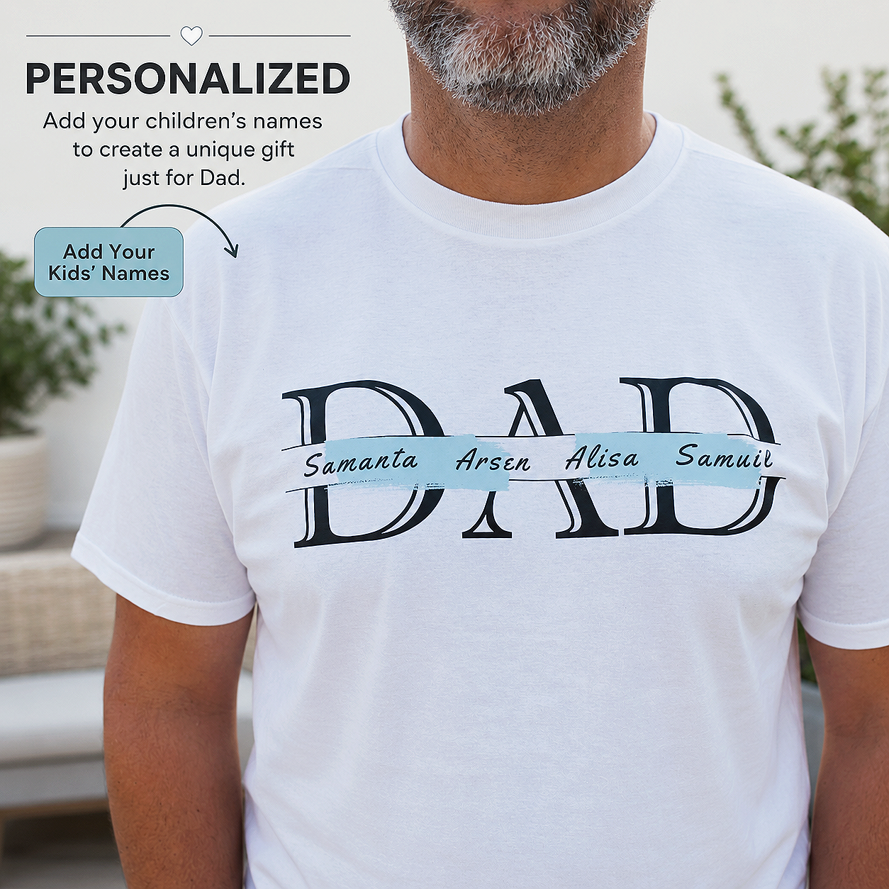 Personalized Dad T-Shirt with Kids' Names - Custom Father's Day Gift