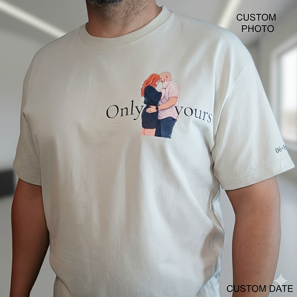Custom Couple Photo T-Shirt - Turn Your Favorite Photo Into a Beautiful Illustration | Personalized Gift for Couples