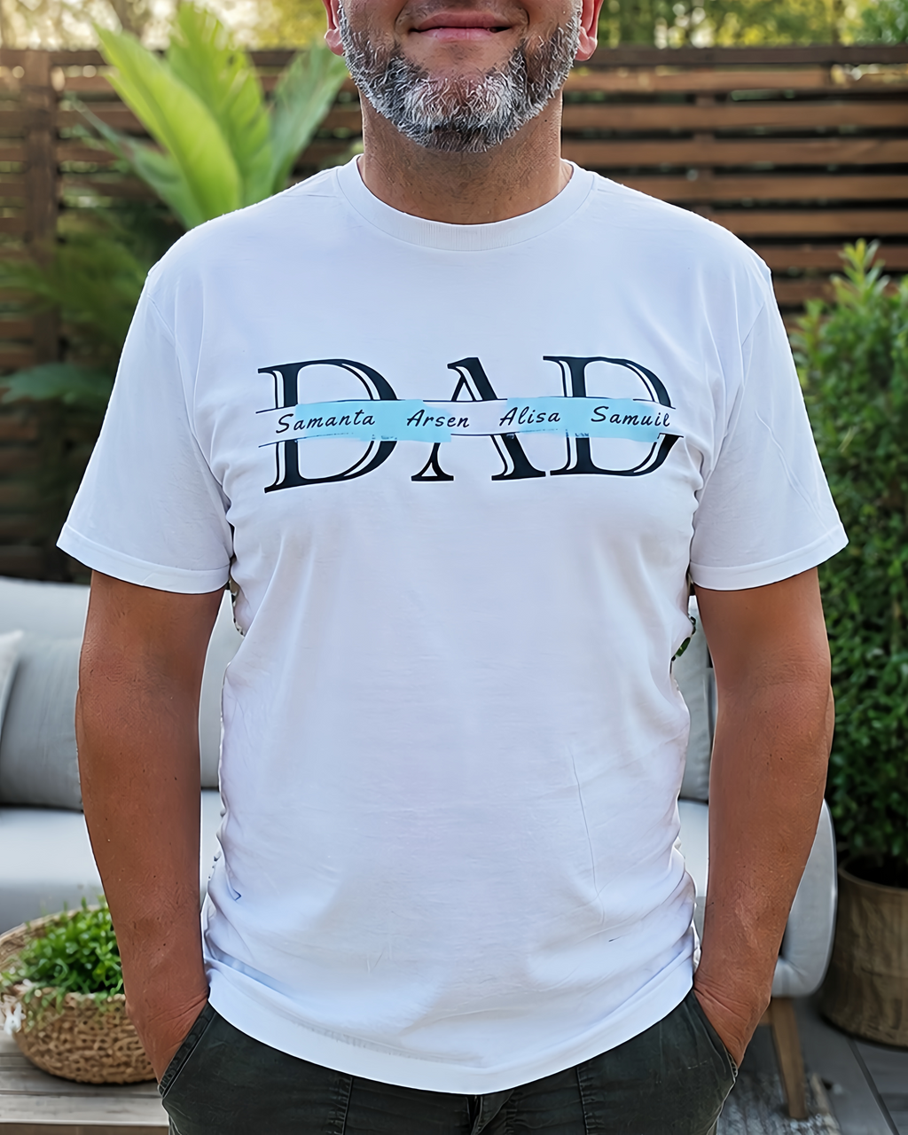 Personalized Dad T-Shirt with Kids' Names - Custom Father's Day Gift