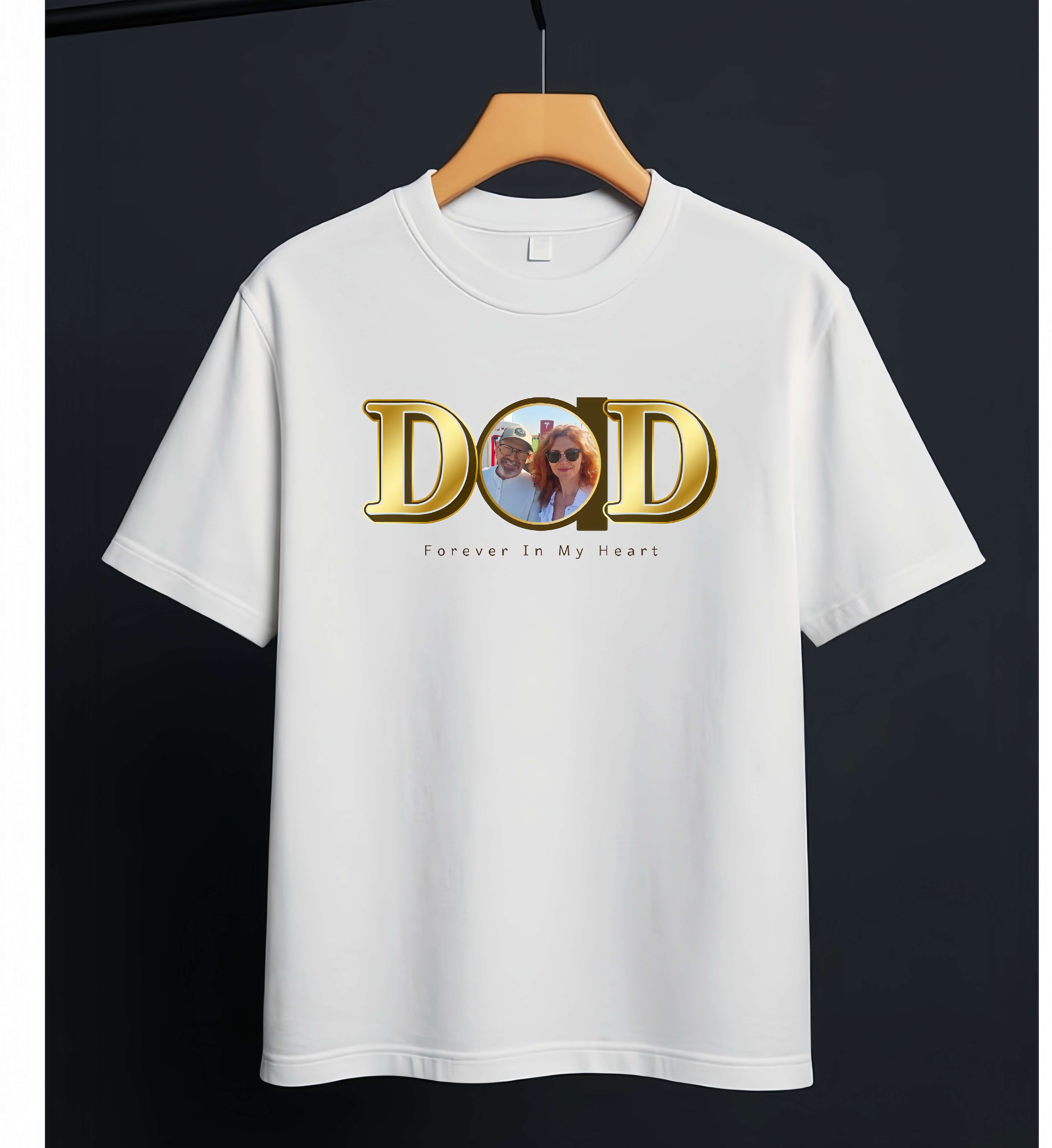 Custom Dad Photo Shirt - Personalized Father Memorial T-Shirt - Forever In My Heart Tee - Gift for Dad - Custom Photo Apparel